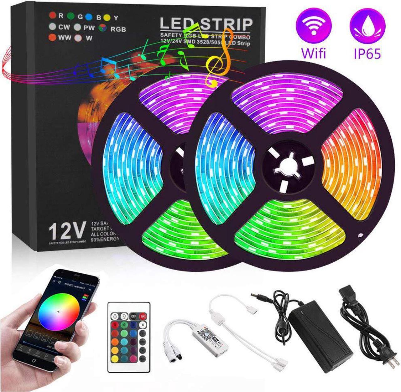 Main image of Werleo LED Strip Lights 600 Led 32.8ft RGB 5050 LED Light Stripe 16 Color Changing 4 Modes Dimmable Led Stripe Lights with Remote 12V Stripe Light for Indoor and Outdoor Decoration