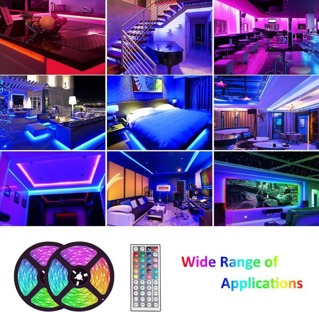 Alt view image 6 of 7 - Werleo LED Strip Lights 600 Led 32.8ft RGB 5050 LED Light Stripe 16 Color Changing 4 Modes Dimmable Led Stripe Lights with Remote 12V Stripe Light for Indoor and Outdoor Decoration