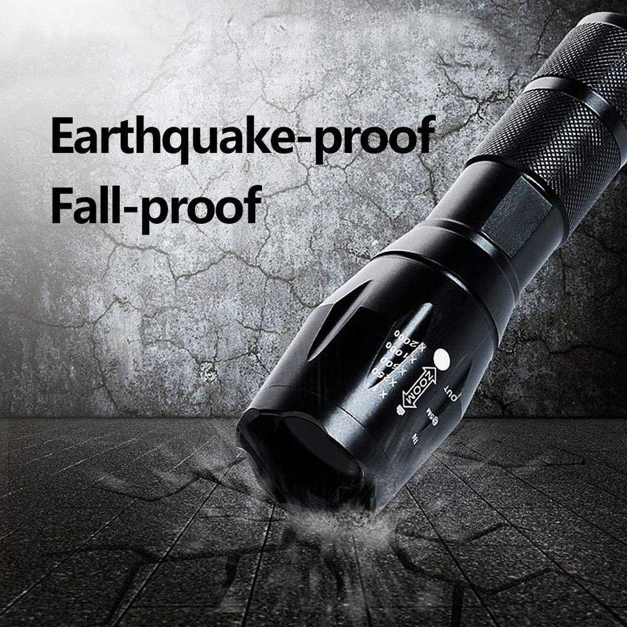 Alt view image 4 of 7 - LED Flashlight Tactical Flashlight 5 Lights Modes Ultra-bright Zoom Function and IP65 Waterproof Handheld Flashlights 18650 Bright Flashlight Perfect for Camping, Hiking & Daily Using