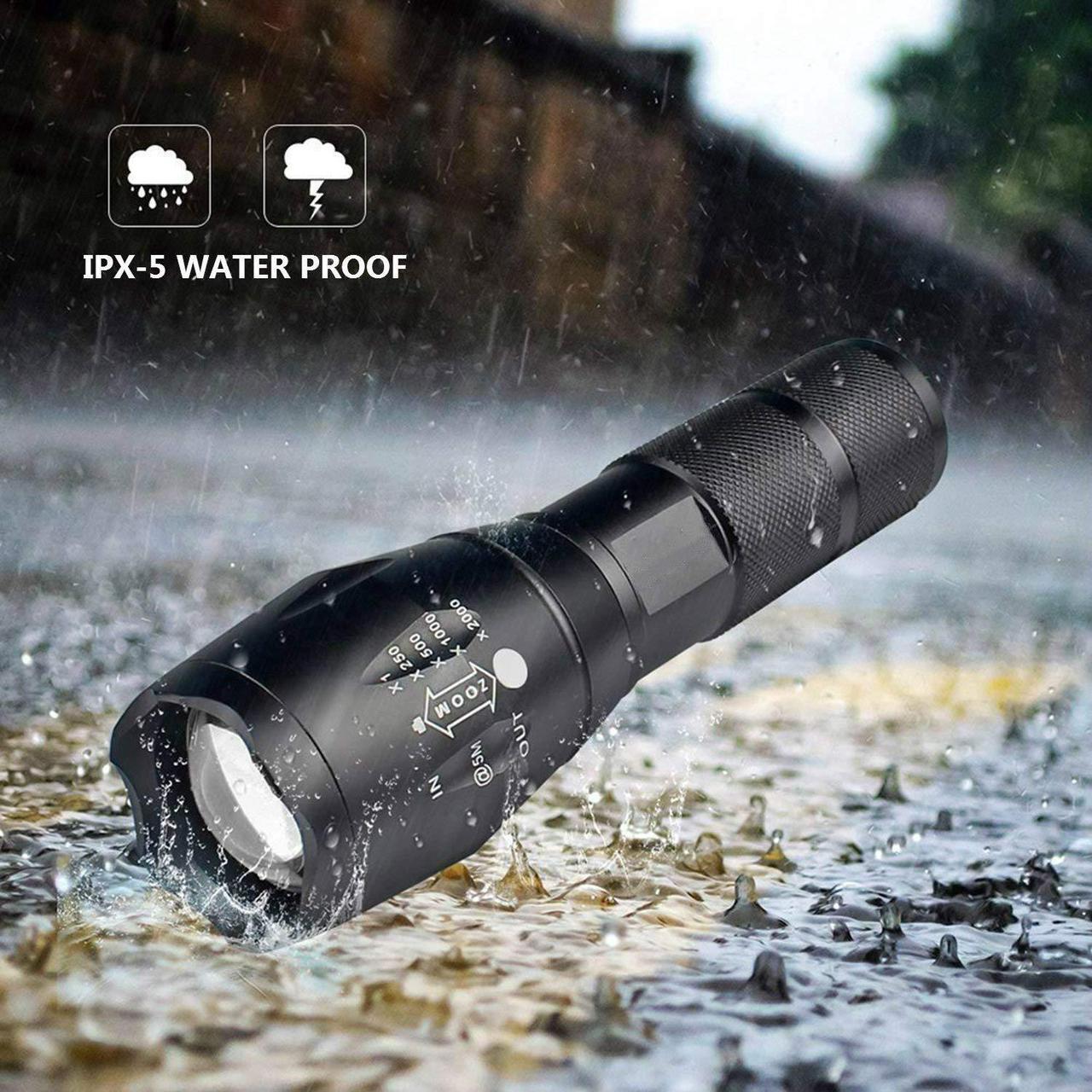 Alt view image 5 of 7 - LED Flashlight Tactical Flashlight 5 Lights Modes Ultra-bright Zoom Function and IP65 Waterproof Handheld Flashlights 18650 Bright Flashlight Perfect for Camping, Hiking & Daily Using