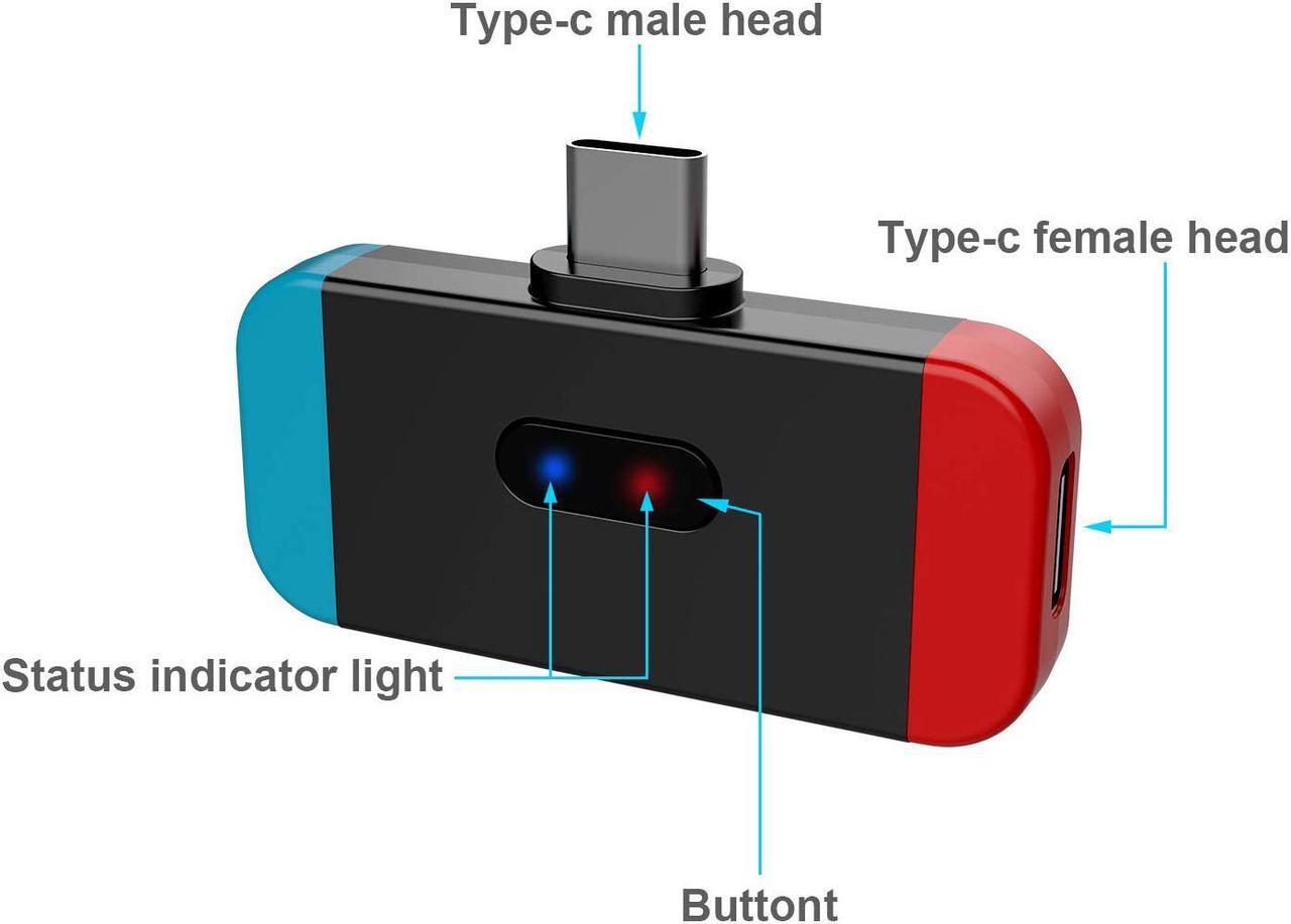 Alt view image 3 of 7 - Bluetooth 5.0 Audio Transmitter Adapter with USB C Plug & Play Pass-Through PD High Speed Charging Support in Game Voice Chat for Nintendo Switch Sony PS4