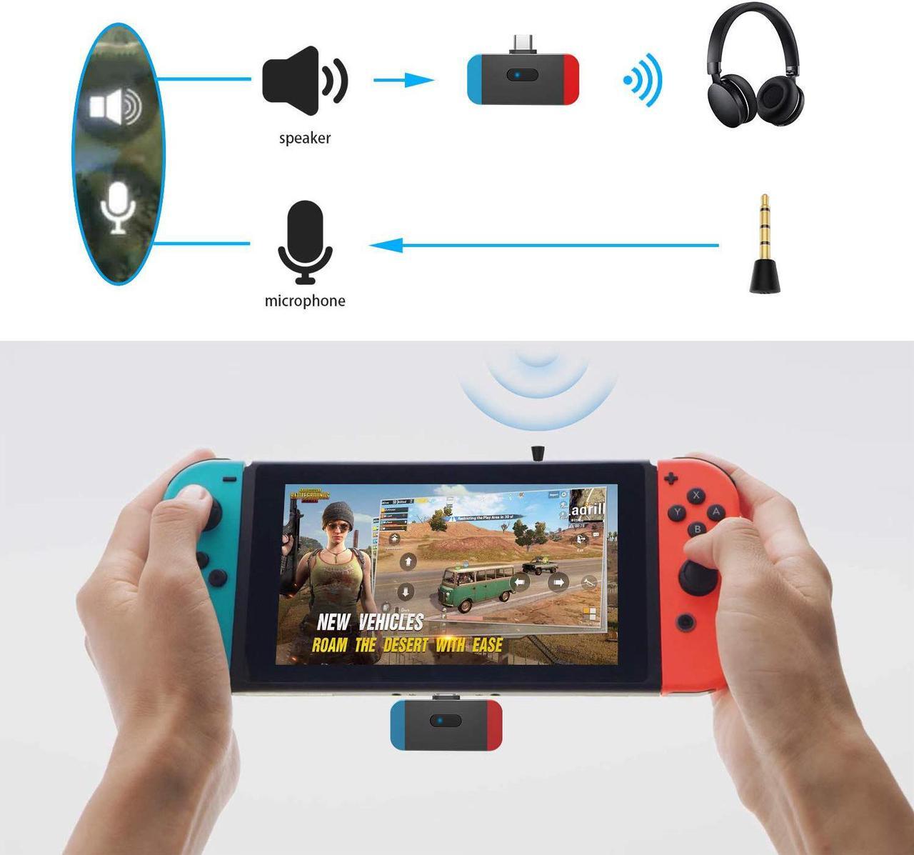 Alt view image 7 of 7 - Bluetooth 5.0 Audio Transmitter Adapter with USB C Plug & Play Pass-Through PD High Speed Charging Support in Game Voice Chat for Nintendo Switch Sony PS4