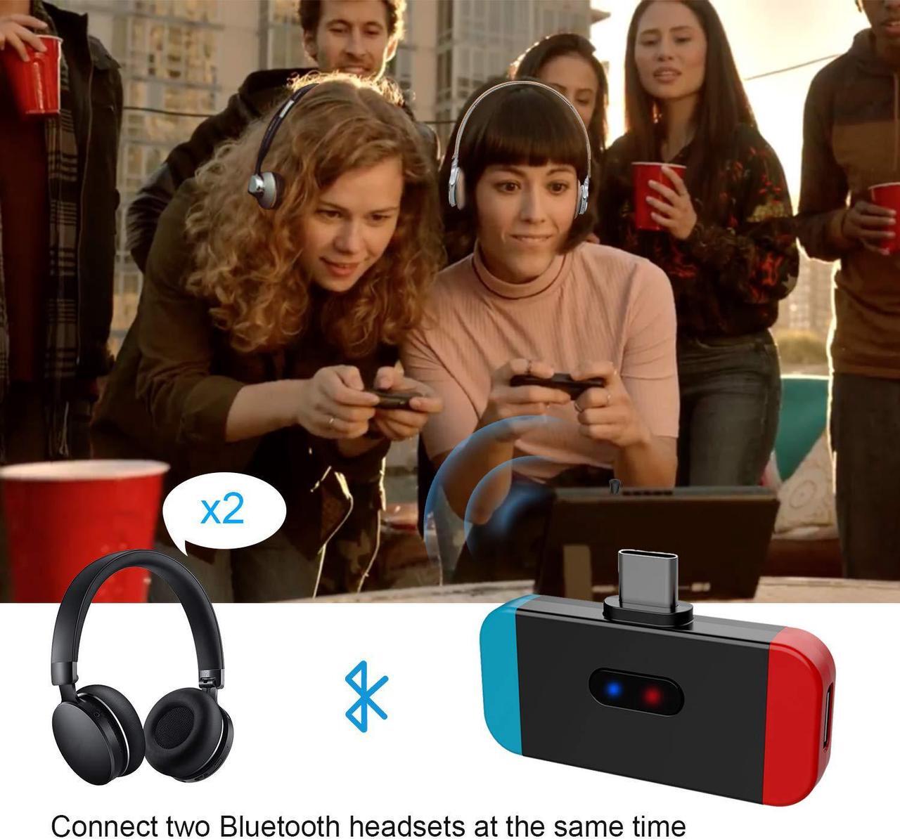 Alt view image 5 of 7 - Bluetooth 5.0 Audio Transmitter Adapter with USB C Plug & Play Pass-Through PD High Speed Charging Support in Game Voice Chat for Nintendo Switch Sony PS4