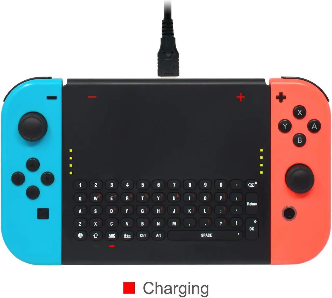Alt view image 3 of 7 - Wireless Keyboard for Nintendo Switch Wireless Gamepad Chatpad Message Keyboard for Nintendo Switch 2.4G USB Rechargable Handheld Remote Control Keyboard for Nintendo Switch with a 2.4G Receiver