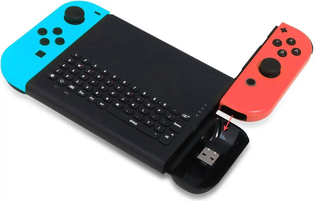 Alt view image 5 of 7 - Wireless Keyboard for Nintendo Switch Wireless Gamepad Chatpad Message Keyboard for Nintendo Switch 2.4G USB Rechargable Handheld Remote Control Keyboard for Nintendo Switch with a 2.4G Receiver