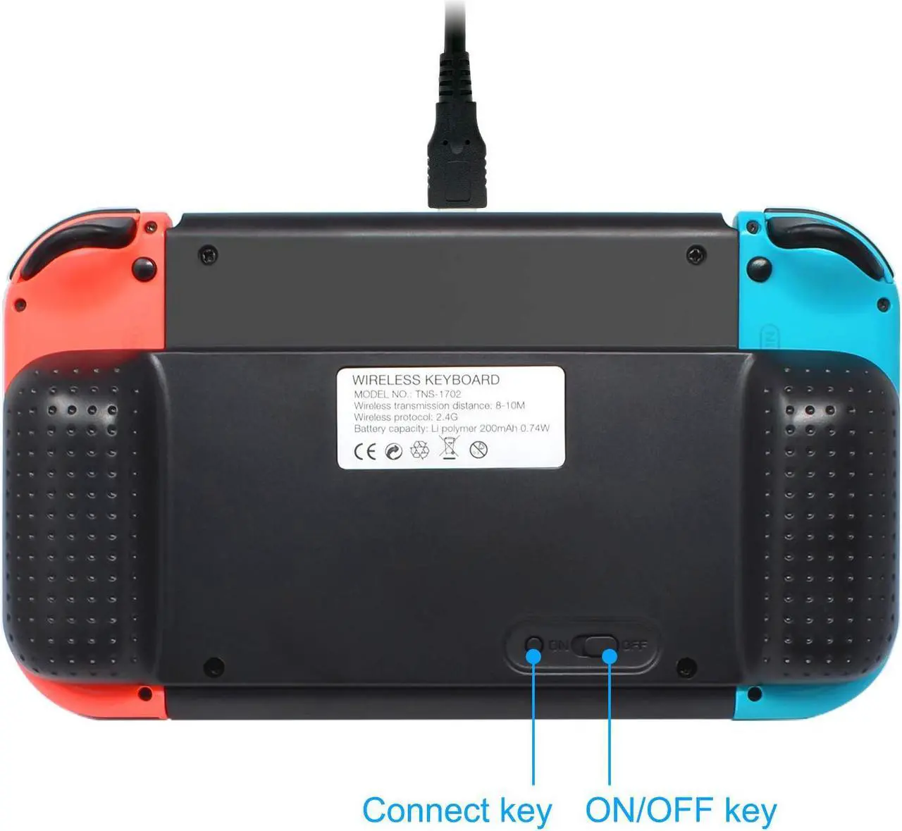 Alt view image 6 of 7 - Wireless Keyboard for Nintendo Switch Wireless Gamepad Chatpad Message Keyboard for Nintendo Switch 2.4G USB Rechargable Handheld Remote Control Keyboard for Nintendo Switch with a 2.4G Receiver