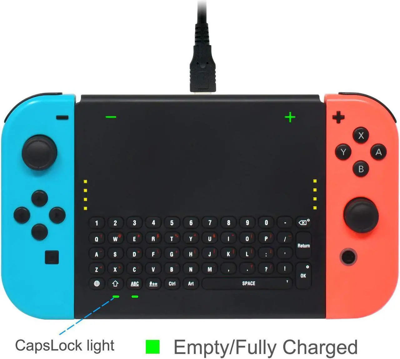 Alt view image 2 of 7 - Wireless Keyboard for Nintendo Switch Wireless Gamepad Chatpad Message Keyboard for Nintendo Switch 2.4G USB Rechargable Handheld Remote Control Keyboard for Nintendo Switch with a 2.4G Receiver
