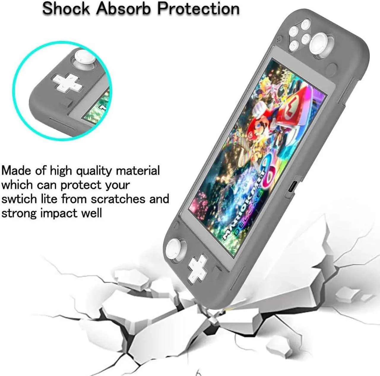 Alt view image 2 of 7 - Silicone Case for Nintendo Switch Lite Soft Cover for Nintendo Switch Lite with Tempered Glass Screen Protector