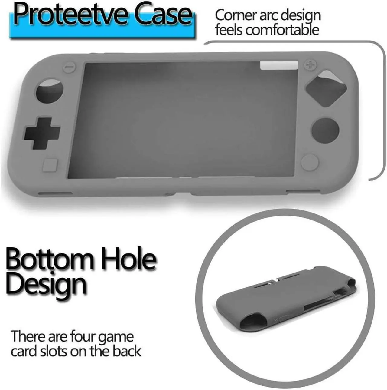 Alt view image 4 of 7 - Silicone Case for Nintendo Switch Lite Soft Cover for Nintendo Switch Lite with Tempered Glass Screen Protector