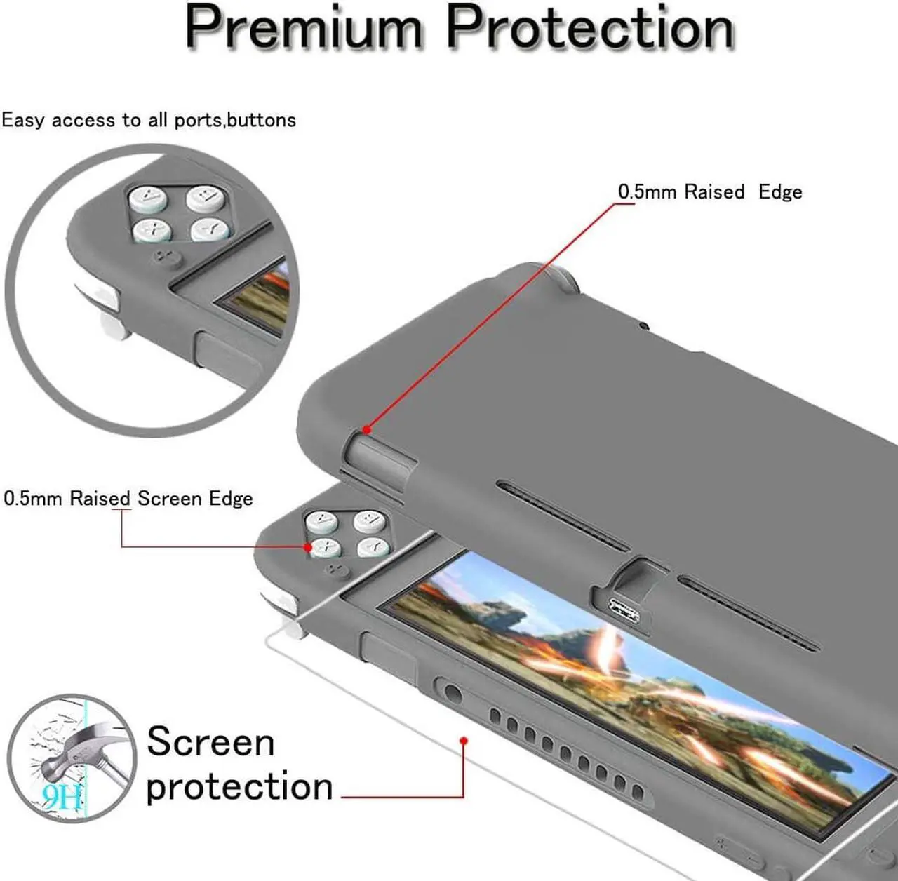 Alt view image 3 of 7 - Silicone Case for Nintendo Switch Lite Soft Cover for Nintendo Switch Lite with Tempered Glass Screen Protector