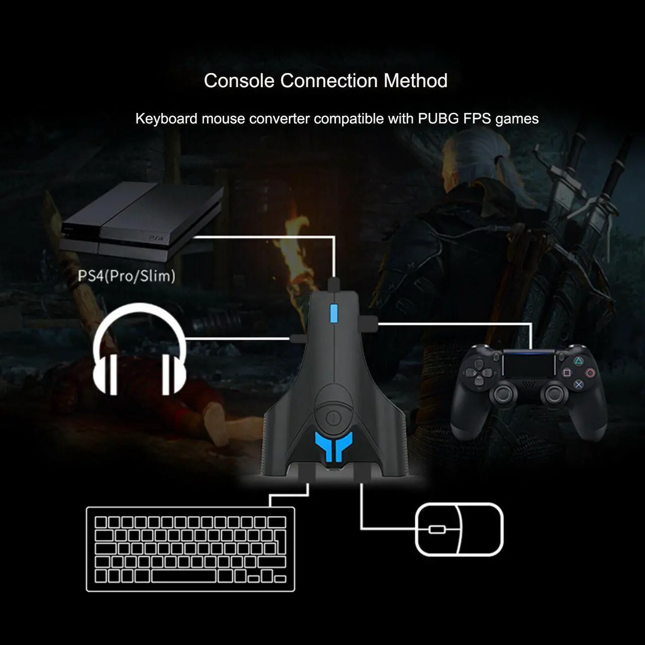 Alt view image 5 of 7 - Keyboard Mouse Converter Gaming Adapter for PS4 / PS4 Pro / PS4 Slim / PS3 / Xbox one / Switch / PC Game Controller