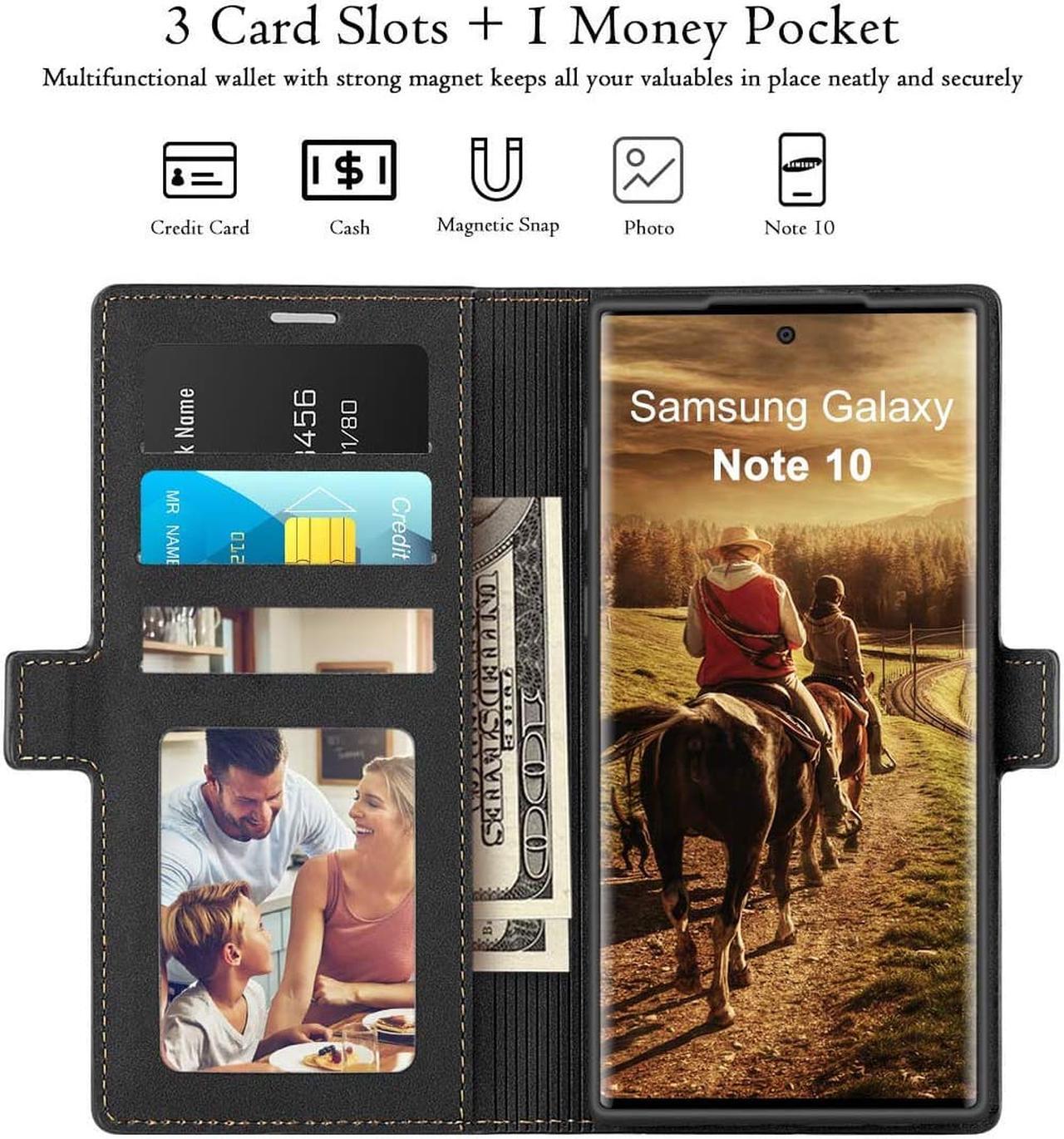 Alt view image 2 of 7 - Galaxy Note 10 Wallet Case Premium Leather Note 10 Folio Flip Case with Kickstand Card Holder Slots Shockproof Protective Cover for Samsung Galaxy Note 10 6.3 inch