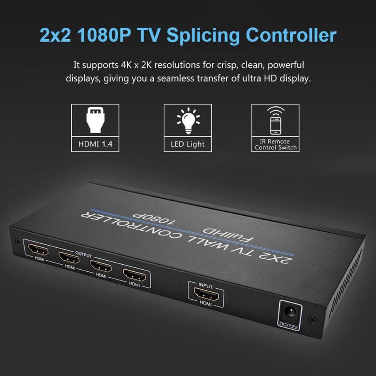 Alt view image 4 of 7 - Video Wall Controller Multi-function 4 Channel TV Video Wall Controller 2x2 Wall Processor 1080p TV Image Splicing Controller