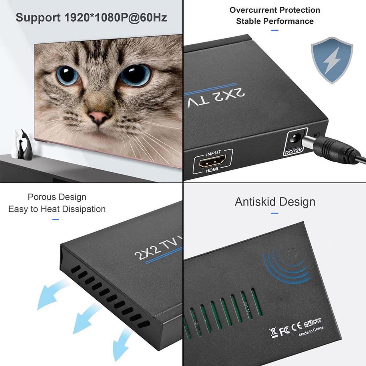 Alt view image 3 of 7 - Video Wall Controller Multi-function 4 Channel TV Video Wall Controller 2x2 Wall Processor 1080p TV Image Splicing Controller