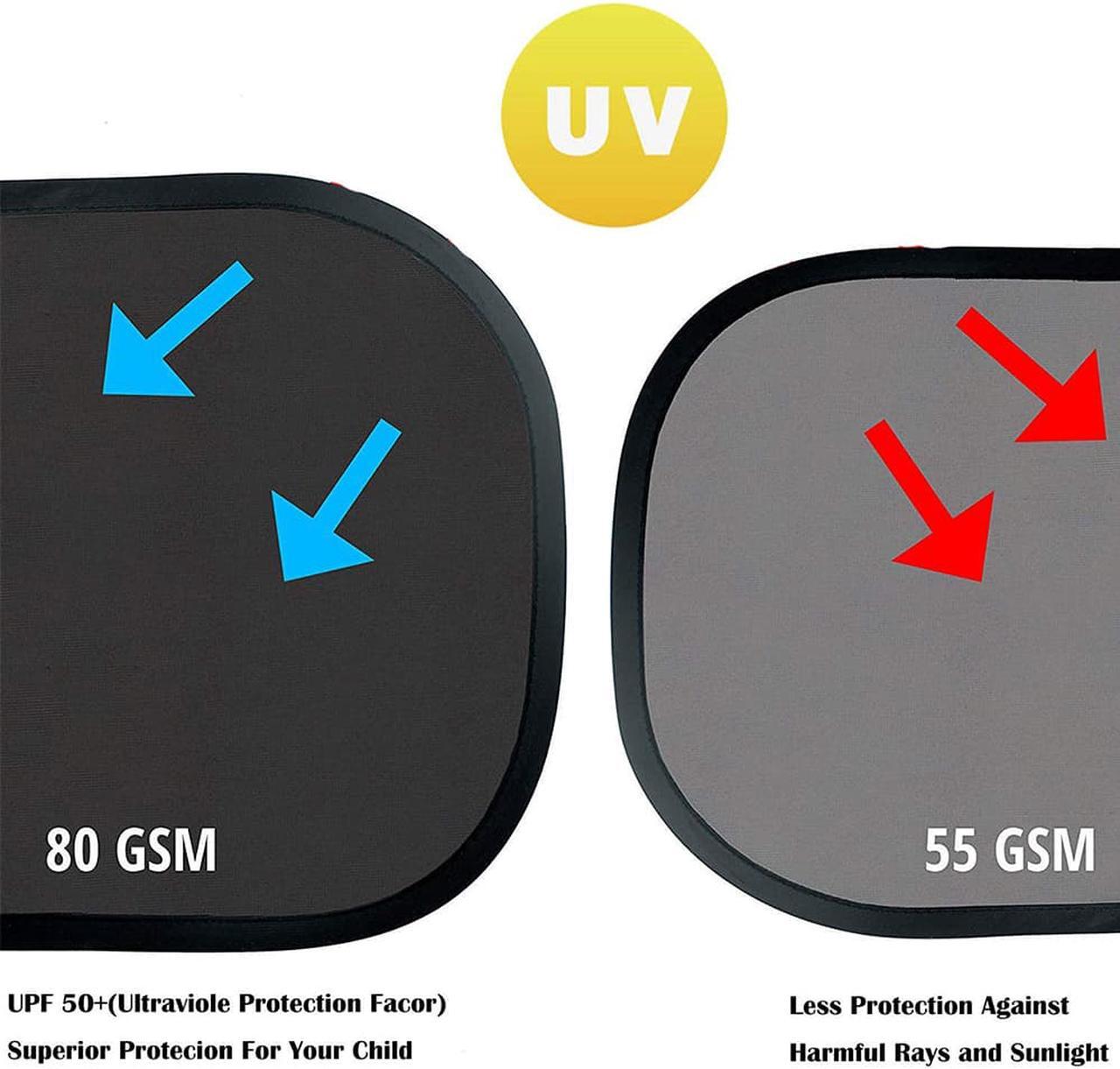 Alt view image 4 of 6 - Car Window Shade Sunshade for Car Side Window Clings - 80GSM UPF50 + Blocks Over 99% of Harmful UV Rays - Baby Side Window Car Sun Shades