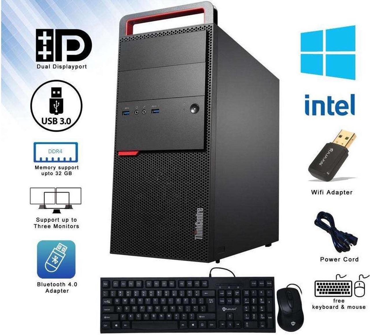 Lenovo ThinkCentre M800 Tower Desktop PC Intel Core i5 6th Gen 16GB NEW 512GB SSD Windows 10 Pro New Keyboard, Mouse, Bluetooth Adapter, WiFi Adapter