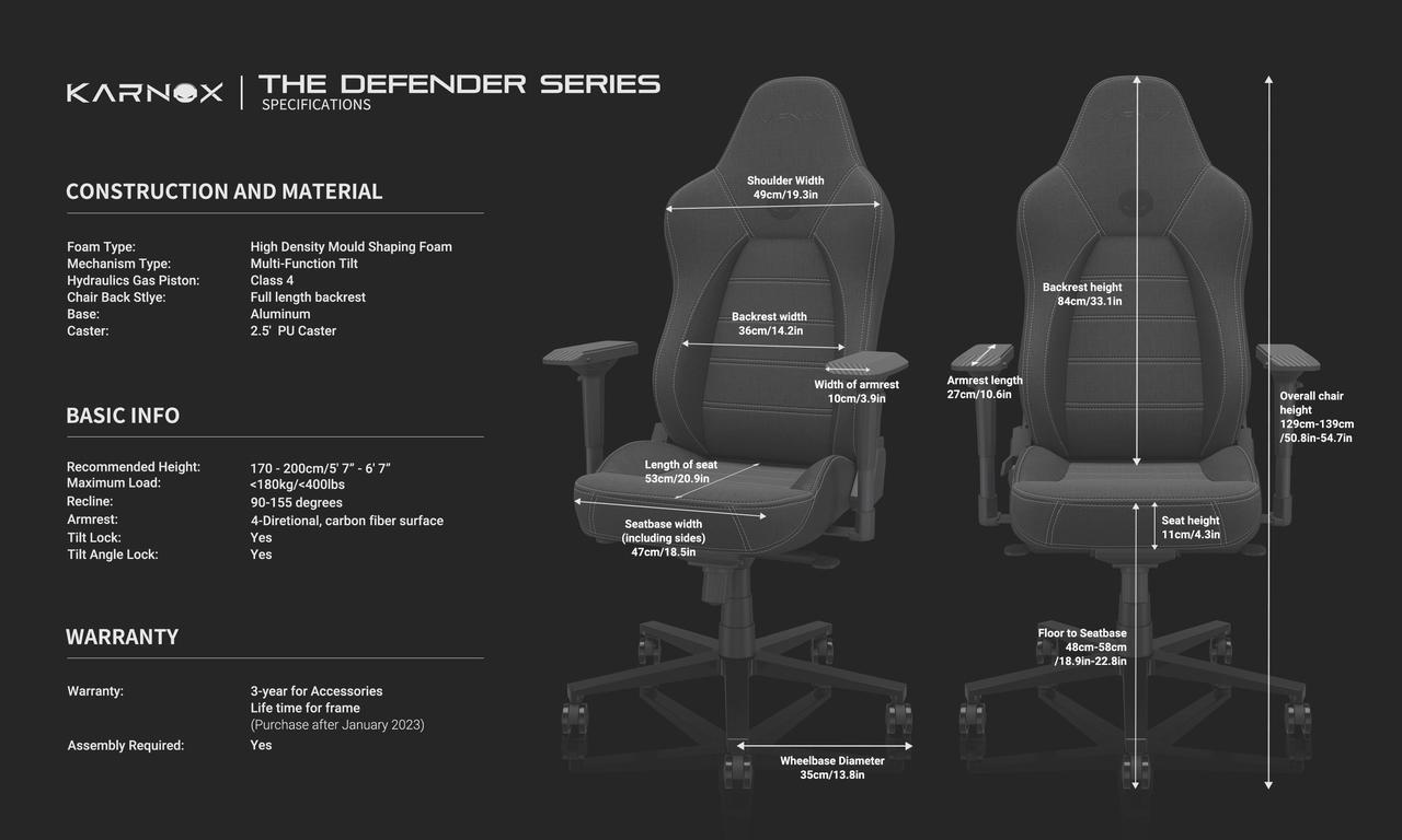 Alt view image 6 of 6 - KARNOX DR Gaming Chair High Back Office Chair Ergonomic Computer Gaming Chair with Adjustable Headrest Pillow and Lumbar Cushion Reclining Cloth PC Racing Chair for Big and Tall Guys Grey