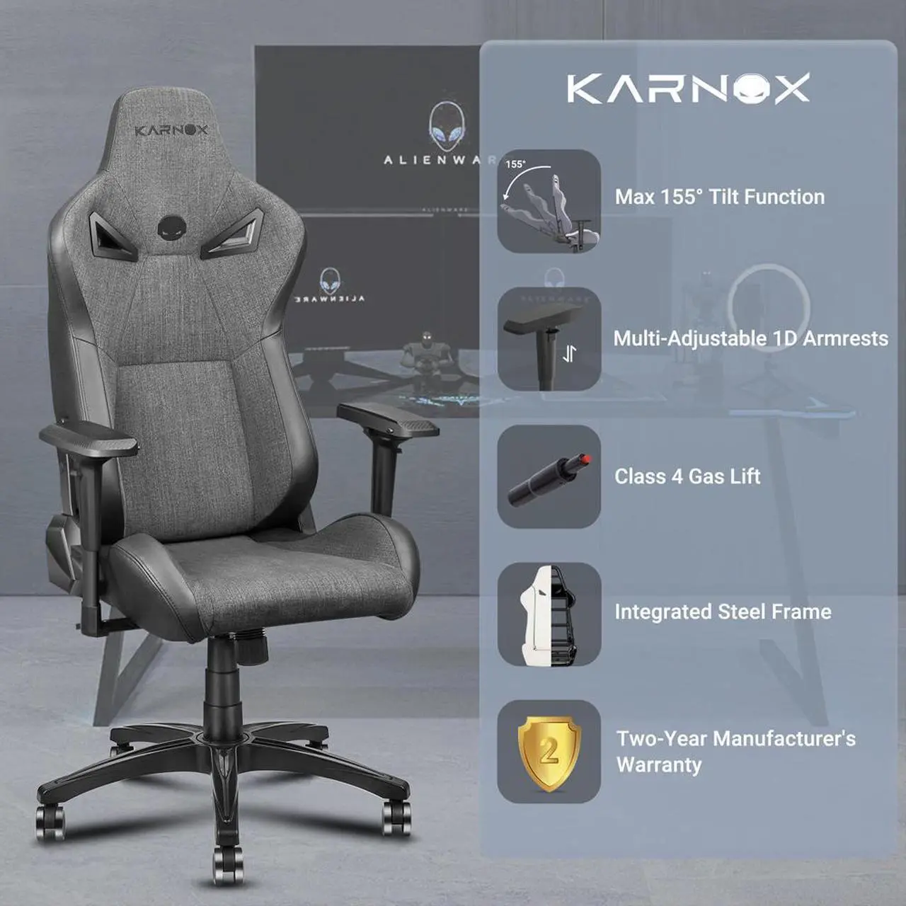 Alt view image 7 of 7 - KARNOX Game Chair Fabric Office Chairs with Pocket Spring Cushion and High-Back Recliner High Back Ergonomic Computer Chair with Lumbar Support Task Gamer Chair Black