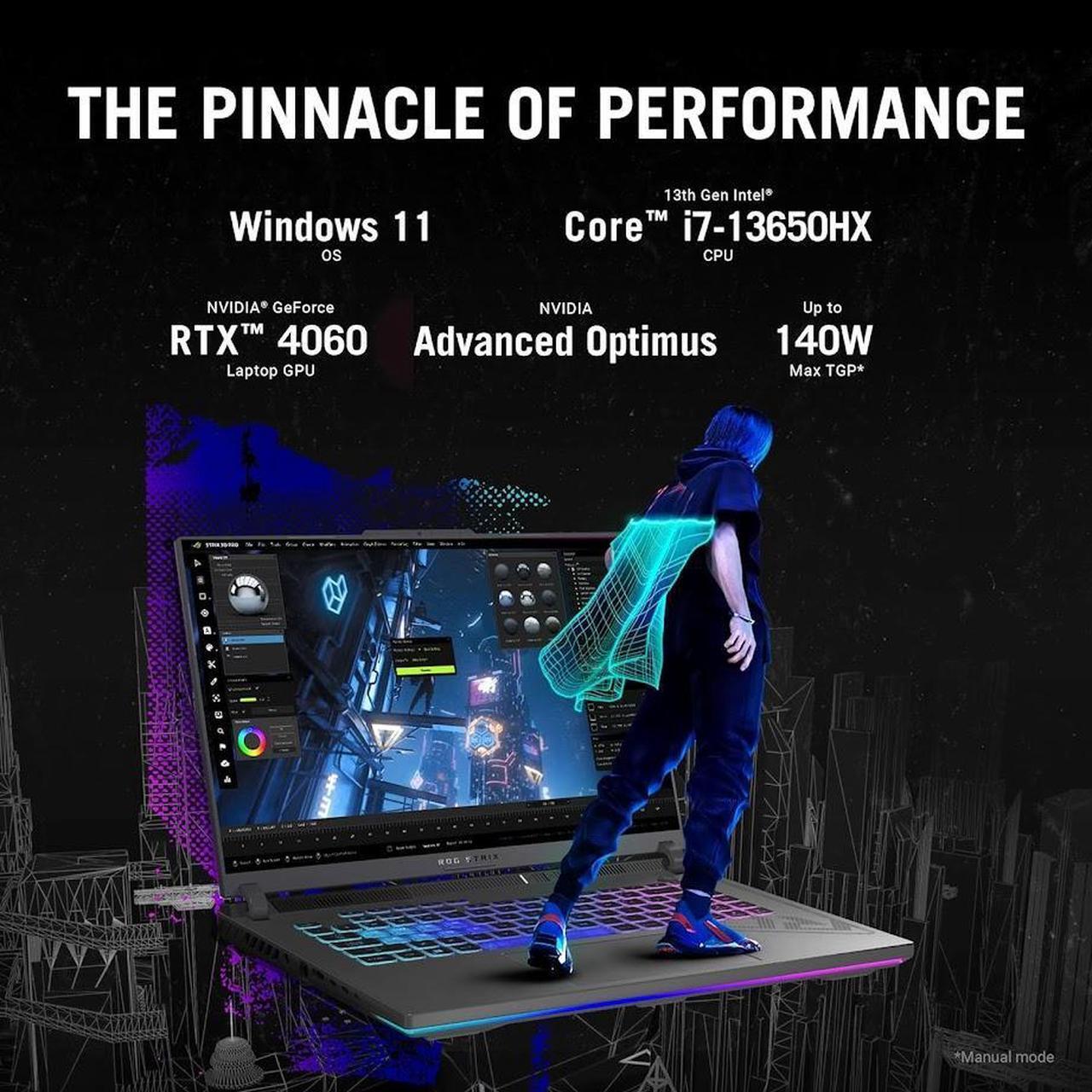 Alt view image 2 of 6 - 2024 ASUS ROG Strix G16 Gaming Laptop, 16" FHD 165Hz Display, Intel 14 Core i7-13650HX(Beats i9-12900HX), NVIDIA GeForce RTX 4060, 32GB DDR5, 1TB PCIe Gen4 SSD, RGB KB, Win11 Pro