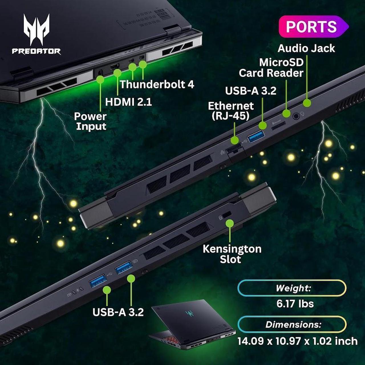 Alt view image 6 of 6 - Acer Predator Helios Neo Gaming Laptop, 16" 165Hz WUXGA IPS Display, Intel 24 Core i9-14900HX(Up to 5.80 GHz), 32GB DDR5 1TB SSD, GeForce RTX 4060, RGB Backlit KB, Copilot AI Laptop, Win11 Pro