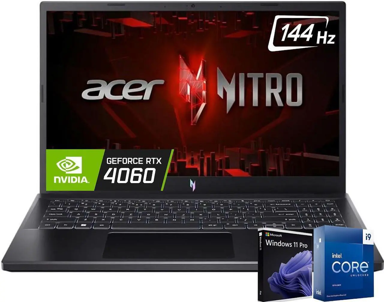 Main image of Acer Nitro V 15 Gaming Laptop, 15.6" 144Hz FHD IPS Display, Intel 14 Core i9-13900H(Up to 5.40 GHz), 64GB DDR5 4TB SSD, GeForce RTX 4060 GPU, Backlit KB, RJ-45, Win11 Pro