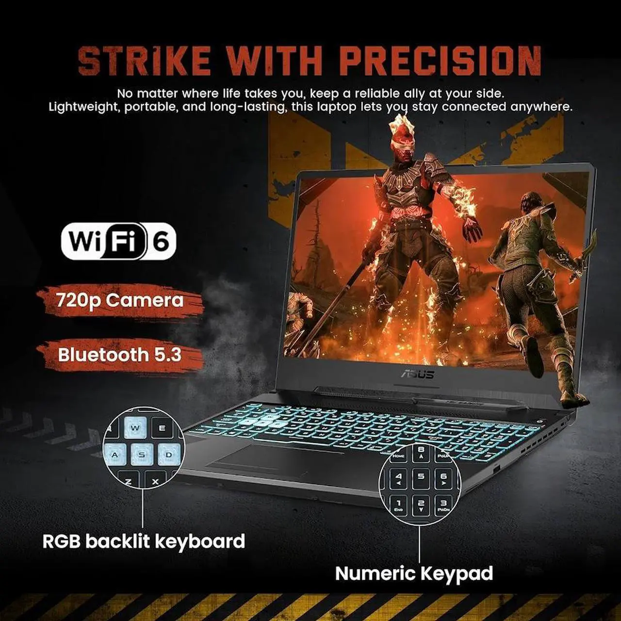 Alt view image 5 of 7 - ASUS TUF A15 Gaming Laptop, 15.6" FHD 144Hz Display, AMD Ryzen 7-7435HS(Beat Intel Core i7-12650H) up to 4.5 GHz, NVIDIA GeForce RTX 3050, 64GB DDR5 RAM, 1TB SSD, Backlit KB, Wi-Fi 6, RJ45, Win11 Home