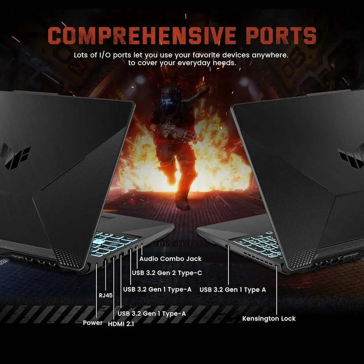 Alt view image 6 of 7 - ASUS TUF A15 Gaming Laptop, 15.6" FHD 144Hz Display, AMD Ryzen 7-7435HS(Beat Intel Core i7-12650H) up to 4.5 GHz, NVIDIA GeForce RTX 3050, 64GB DDR5 RAM, 1TB SSD, Backlit KB, Wi-Fi 6, RJ45, Win11 Home