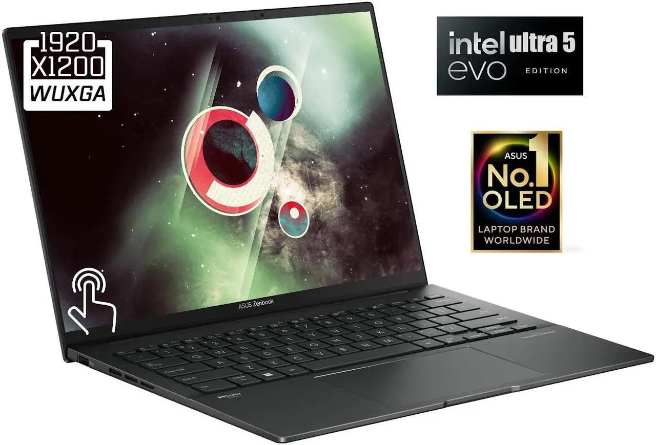 Main image of ASUS Zenbook 14" OLED Business Laptop, WUXGA Touchscreen Display (500nits, 100% DCI-P3) Intel EVO 14-core Ultra 5 125H, 8GB LPDDR5 2TB SSD, Backlit Keyboard, Thunderbolt 4, AI Copolit, Win11 Home