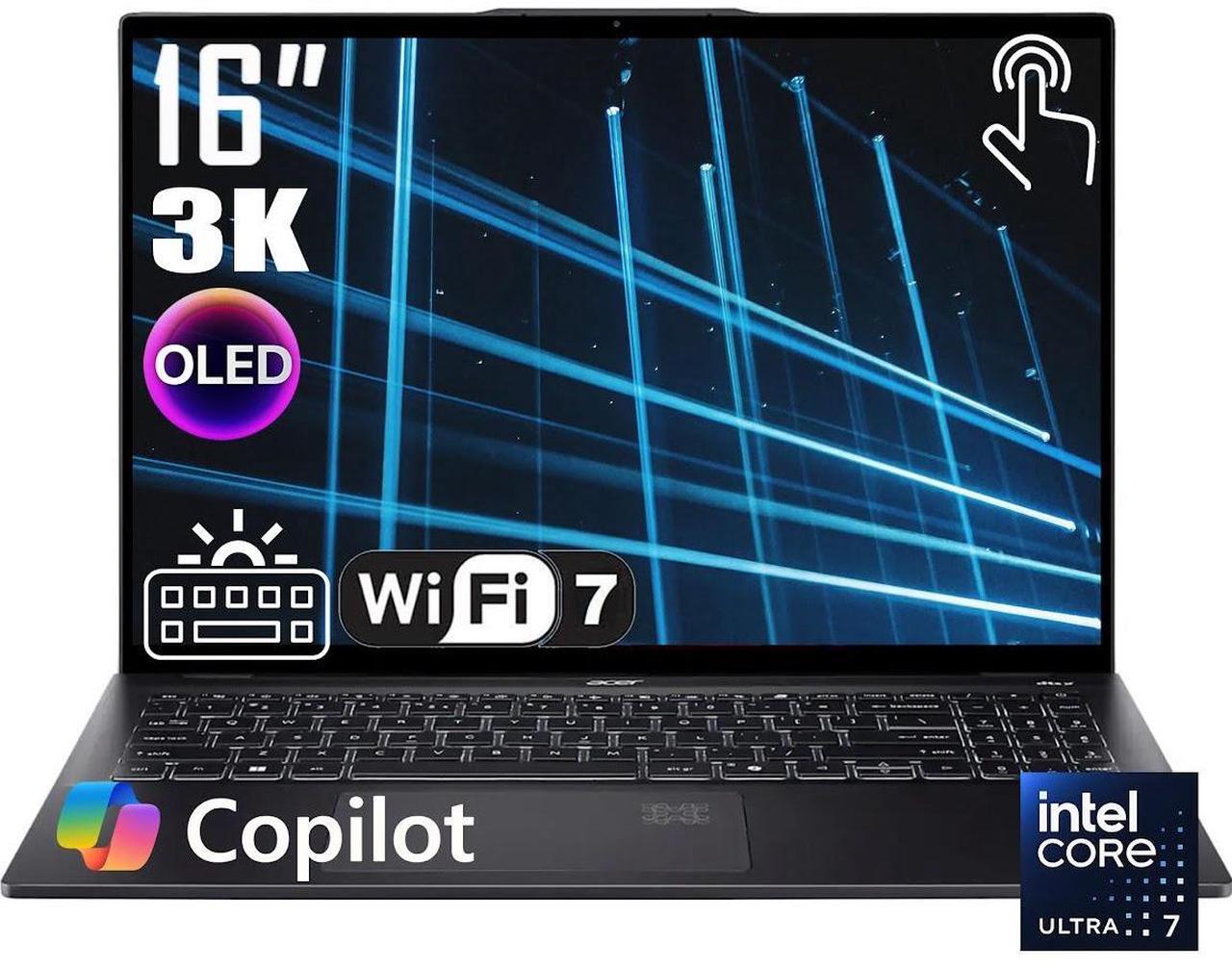 Main image of Acer Swift 16 AI+Copilot PC Business Laptop, 16" 3K OLED Touchscreen 100% DCI-P3 Display, Intel 8-core Ultra 7 Series 2 256V(Up to 4.8GHz), 16GB LPDDR5X 2TB SSD, Backlit KB, Wi-Fi 7, Win11 Home