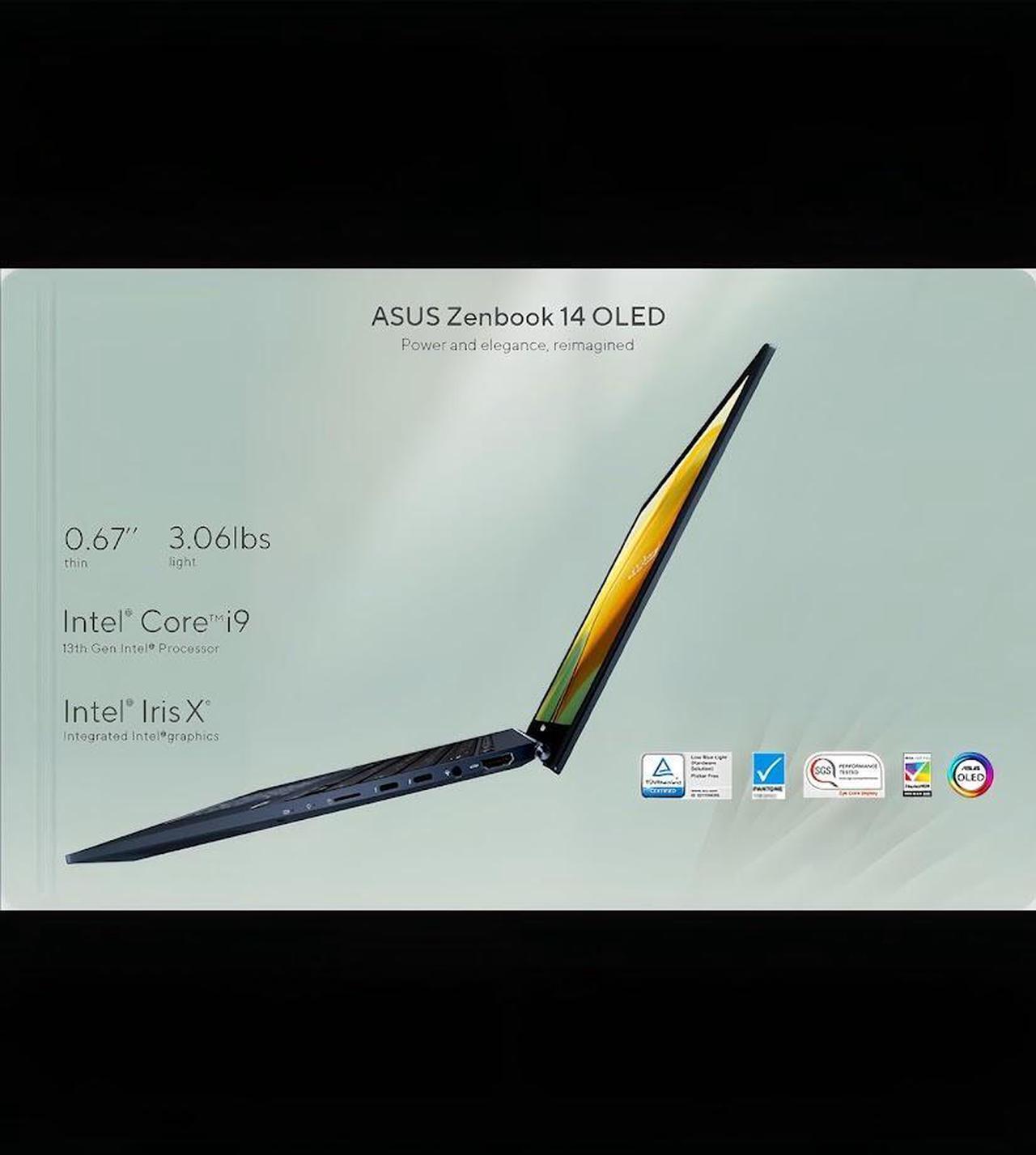 Alt view image 4 of 7 - ASUS Zenbook 14 OLED Laptop, 14" 3K(2880x1800) Touchscreen 500 Nits Display, Intel EVO 14-core i9-13900H, 16GB LPDDR5 1TB SSD, Backlit Keyboard, Fingerprint Reader, Thunderbolt 4, Win11 Home