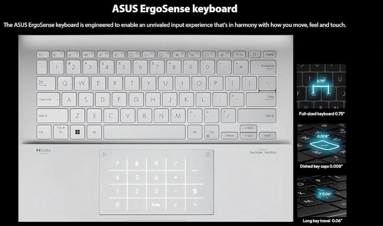 Alt view image 5 of 7 - ASUS Zenbook 14 OLED Laptop, 14" 3K(2880x1800) Touchscreen 500 Nits Display, Intel EVO 14-core i9-13900H, 16GB LPDDR5 1TB SSD, Backlit Keyboard, Fingerprint Reader, Thunderbolt 4, Win11 Home