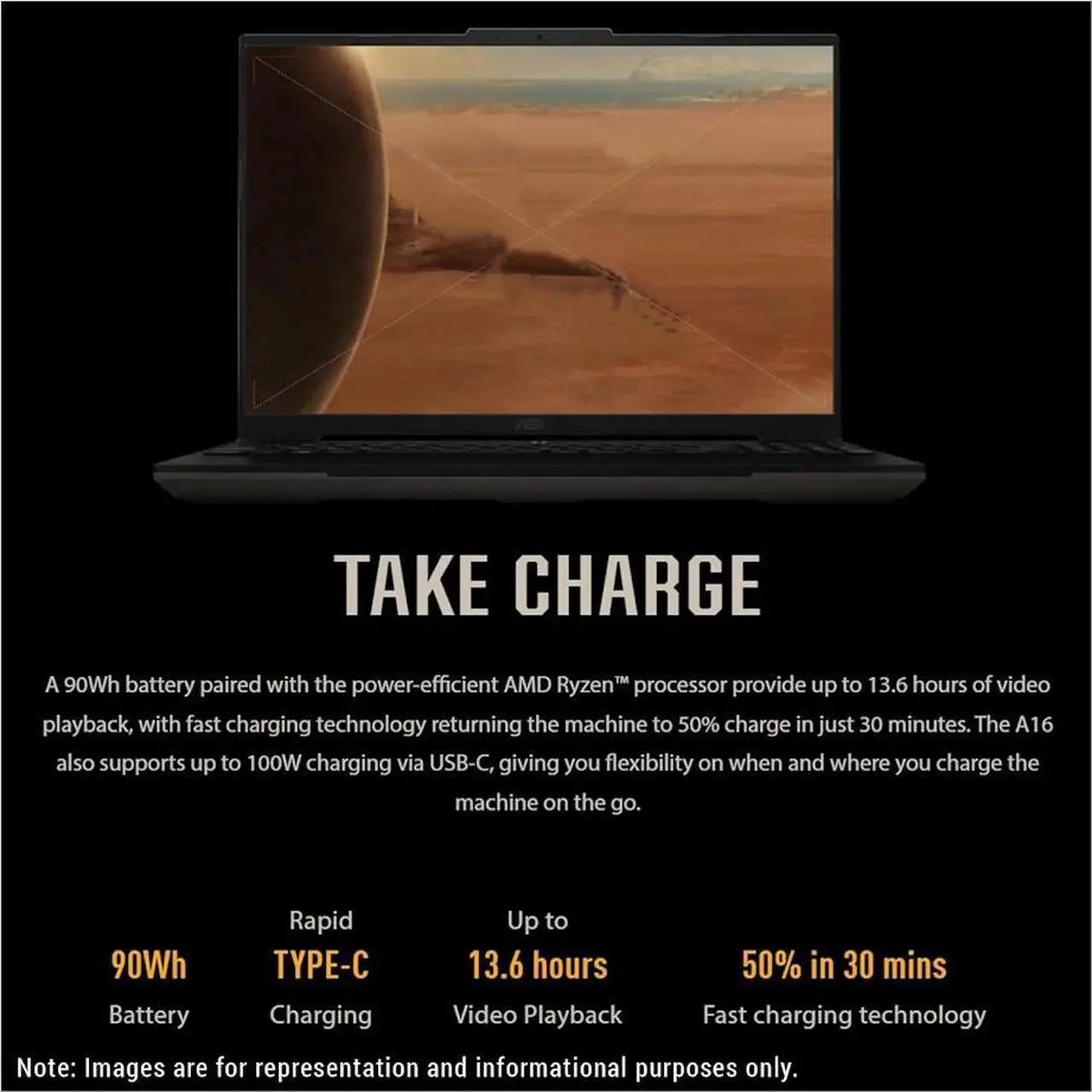 Alt view image 3 of 7 - ASUS TUF A16 Gaming Laptop, 16" FHD+ 165Hz Display, AMD Ryzen 7-7735HS(Beat Intel Core i7-13700H) up to 4.75 GHz, AMD Radeon RX7700, 64GB DDR5 RAM, 4TB SSD, Backlit KB, Wi-Fi 6, RJ45, Win11 Home