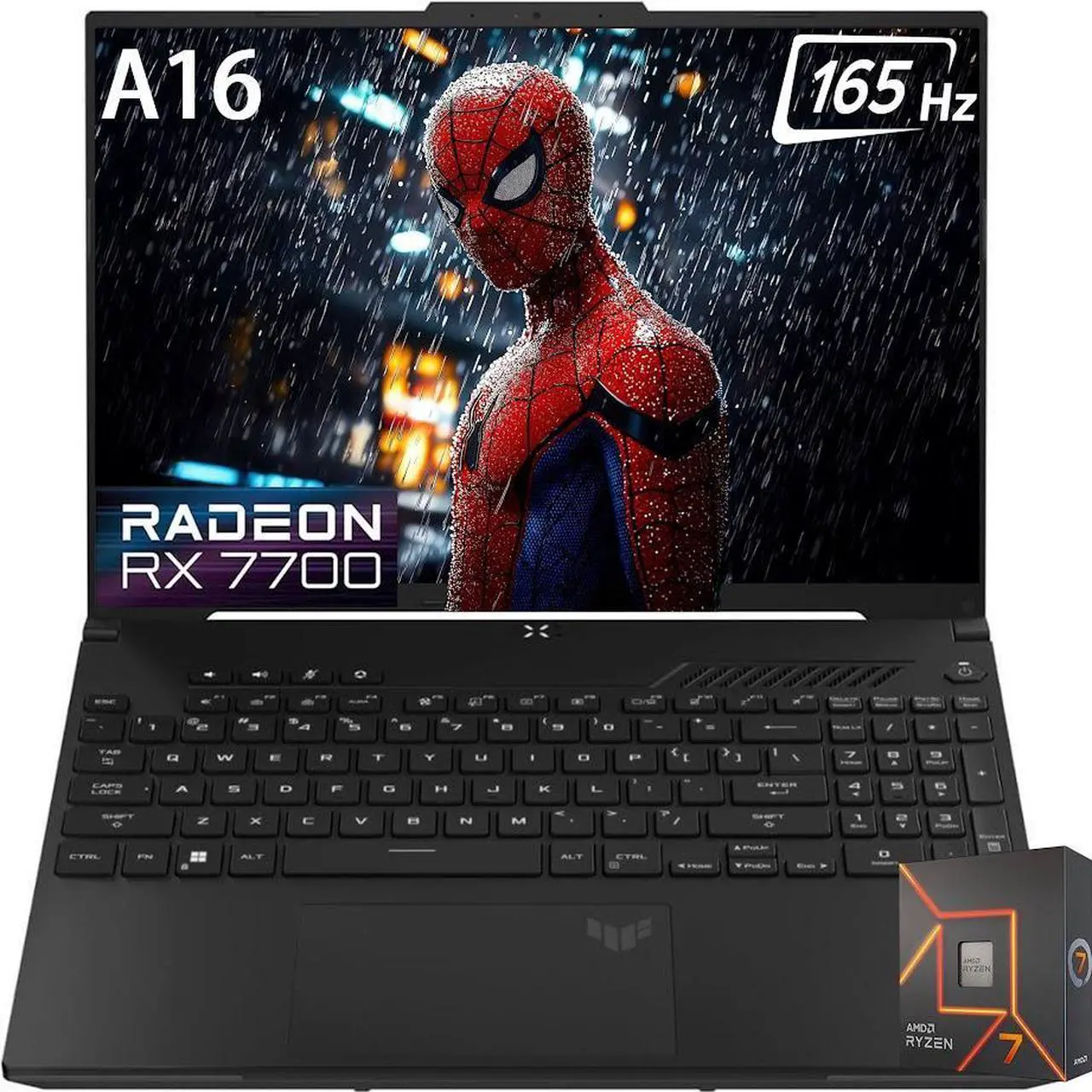 Main image of ASUS TUF A16 Gaming Laptop, 16" FHD+ 165Hz Display, AMD Ryzen 7-7735HS(Beat Intel Core i7-13700H) up to 4.75 GHz, AMD Radeon RX7700, 64GB DDR5 RAM, 4TB SSD, Backlit KB, Wi-Fi 6, RJ45, Win11 Home