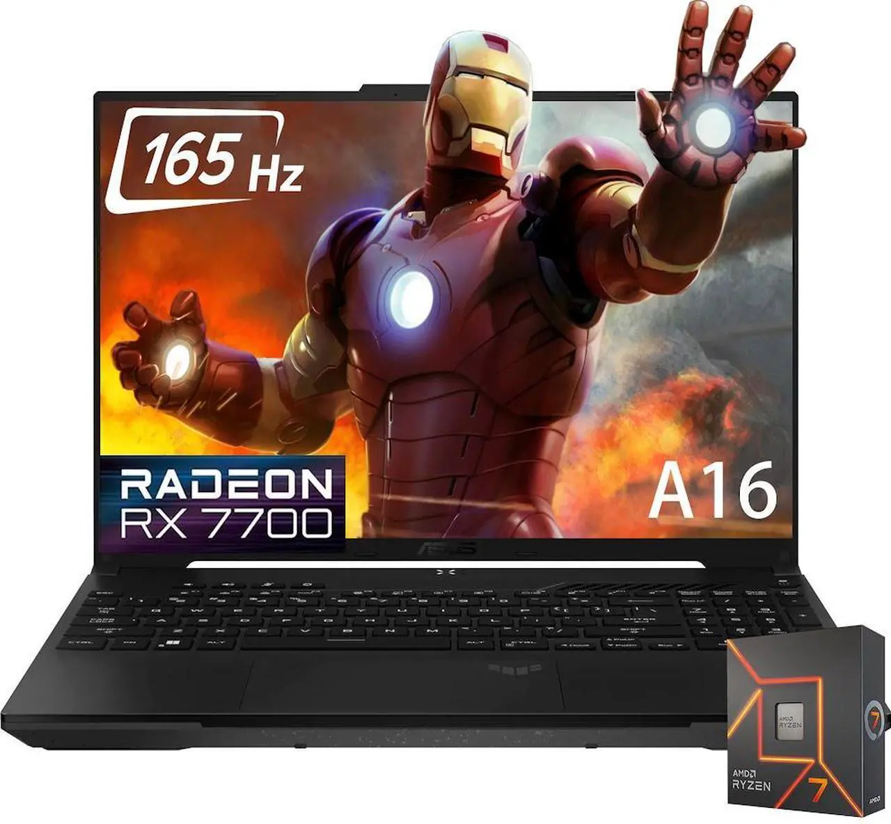 Main image of ASUS TUF A16 Gaming Laptop, 16" WUXGA(1920x1200) 165Hz Display, AMD Ryzen 7-7735HS(Beat Intel Core i7-13700H), Radeon RX7700(>RTX 4060), 32GB DDR5 RAM, 1TB SSD, Backlit KB, Wi-Fi 6, RJ45, Win11 Home