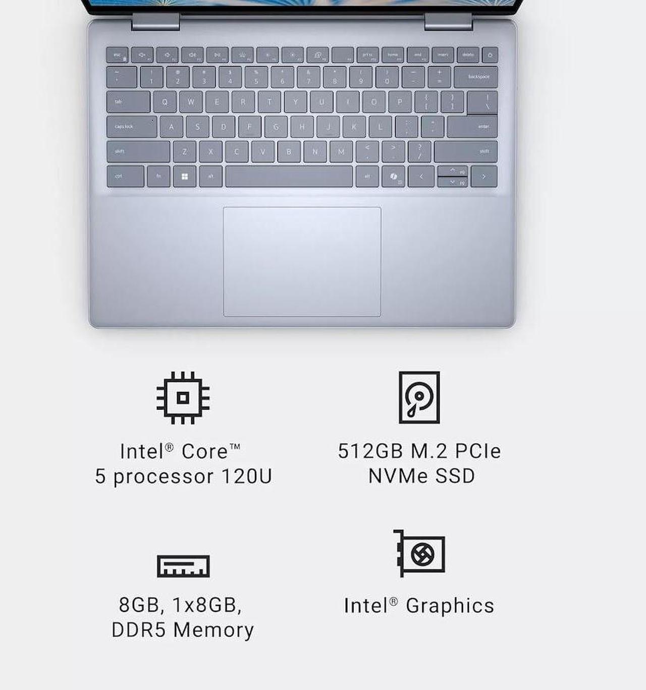 Alt view image 4 of 7 - Dell Inspiron 2-in-1 AI Student Laptop, 14" FHD+ Touchscreen IPS 250 Nits LED Display, Intel 10-Core 5 120U(Up to 5.0 GHz), 32GB DDR5 RAM, 1TB SSD, Backlit KB, Fingerprint Reader, Wi-Fi 6E, Win11 Pro