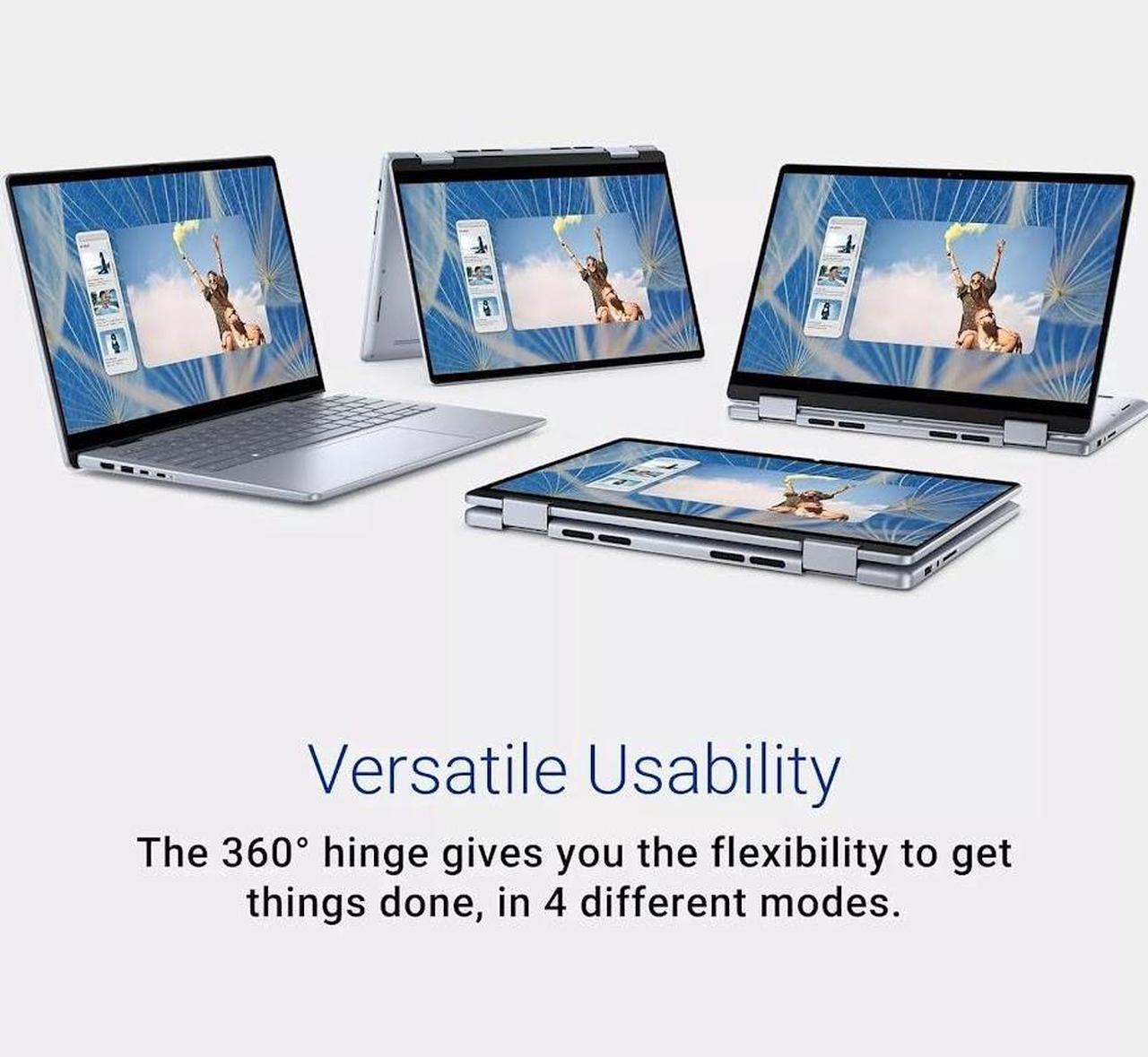 Alt view image 7 of 7 - Dell Inspiron 2-in-1 AI Student Laptop, 14" FHD+ Touchscreen IPS 250 Nits LED Display, Intel 10-Core 5 120U(Up to 5.0 GHz), 32GB DDR5 RAM, 1TB SSD, Backlit KB, Fingerprint Reader, Wi-Fi 6E, Win11 Pro