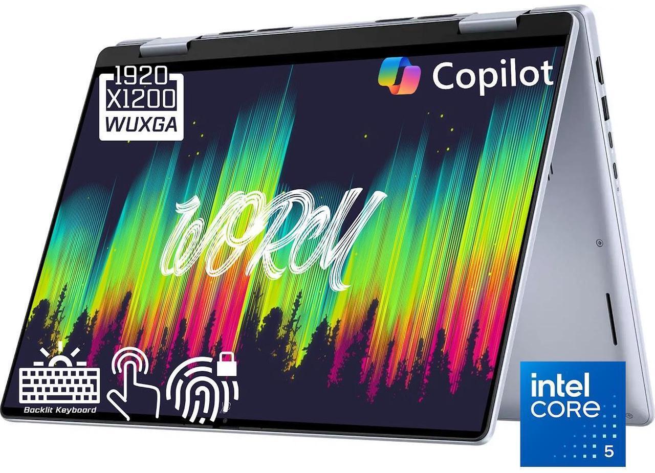 Main image of Dell Inspiron 2-in-1 Copilot AI Laptop, 14" FHD+ Touchscreen IPS 250 Nits LED Display, Intel Core 5 120U(Up to 5.0 GHz), 16GB DDR5 RAM, 512GB SSD, Backlit KB, Fingerprint Reader, Wi-Fi 6E, Win11 Home
