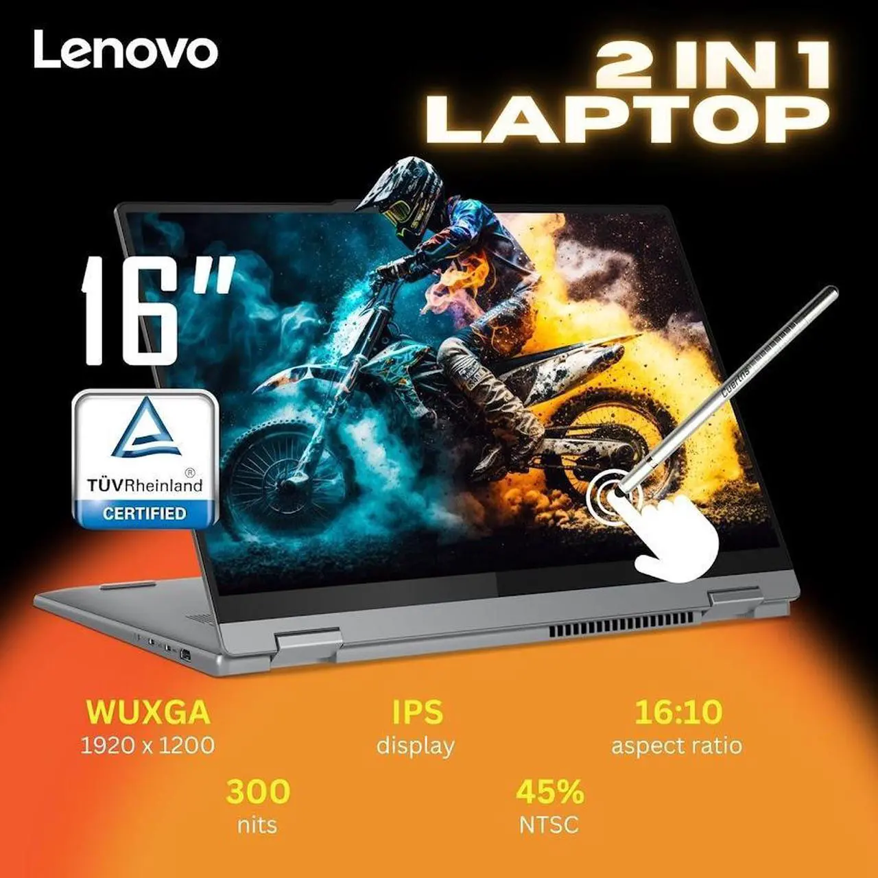 Alt view image 2 of 6 - Lenovo IdeaPad Flex 5 2-in-1 Laptop, 16" WUXGA IPS Touchscreen, Intel 10-Core 7 150U(Up to 5.4 GHz), 16GB LPDDR5X RAM 1TB SSD, Copilot AI Laptop, Backlit Keyboard, Fingerprint Reader, Win11 Home