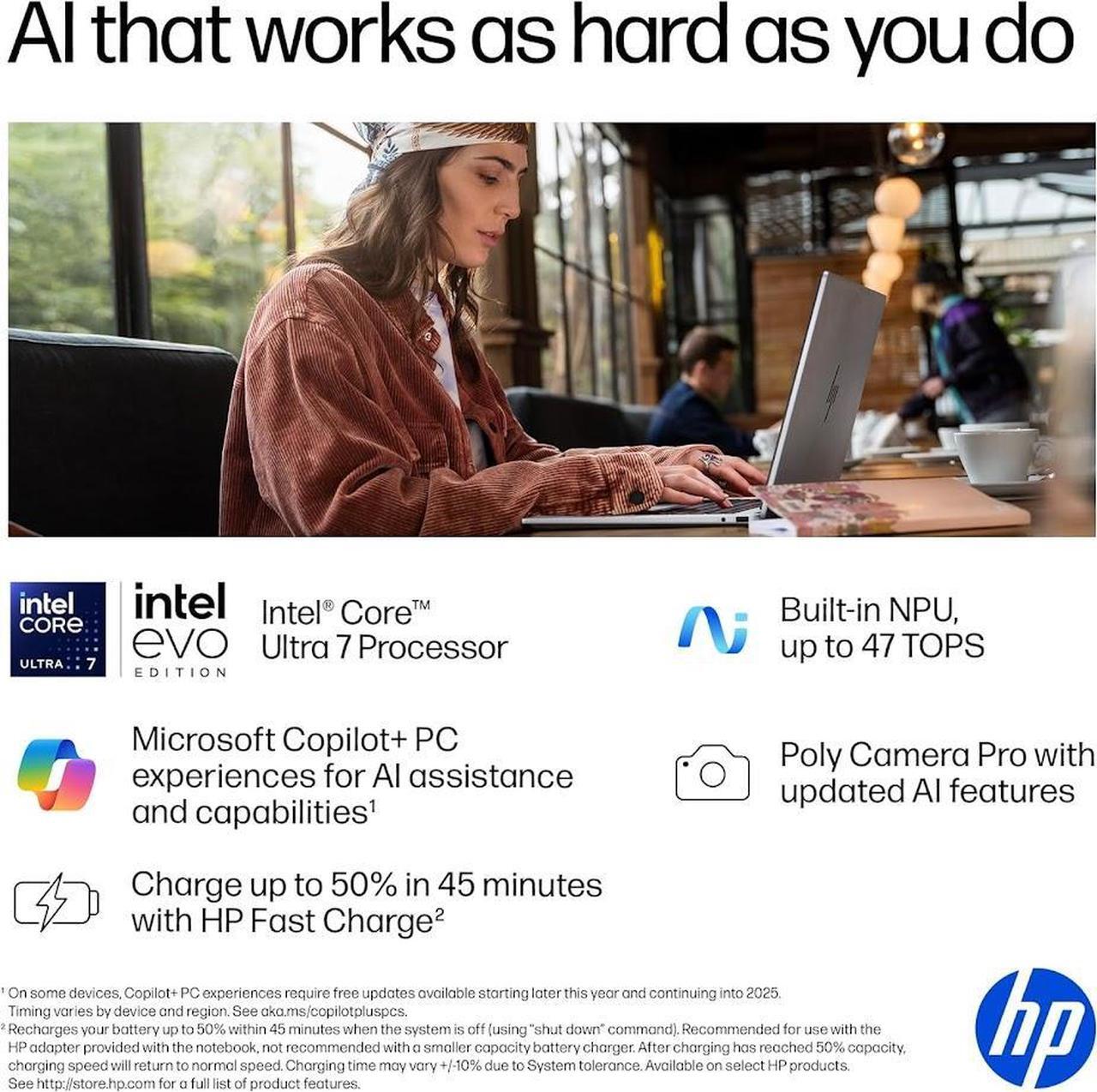 Alt view image 2 of 7 - HP OmniBook 7 Flip 16" 2-in-1 Copilot AI Laptop, 3K OLED Touchscreen Display, Intel Evo 8-Core Ultra 7 258V(>Ultra 9 185H), 32GB LPDDR5X 2TB SSD, WiFi 7, Backlit KB, W/ S Pen, Win11 Home