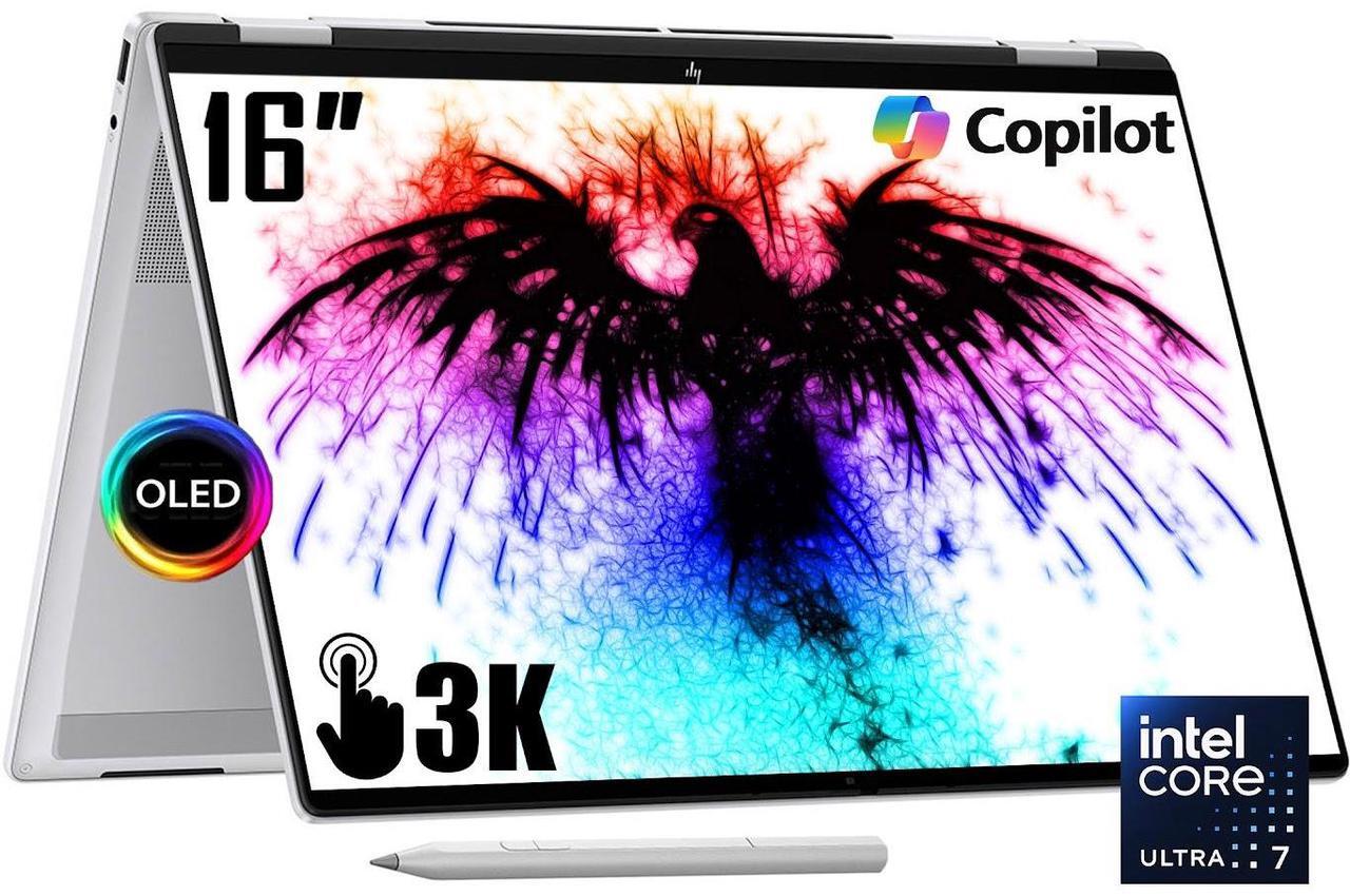 Main image of HP OmniBook 7 Flip 16" 2-in-1 Copilot AI Laptop, 3K OLED Touchscreen Display, Intel Evo 8-Core Ultra 7 258V(>Ultra 9 185H), 32GB LPDDR5X 2TB SSD, WiFi 7, Backlit KB, W/ S Pen, Win11 Home