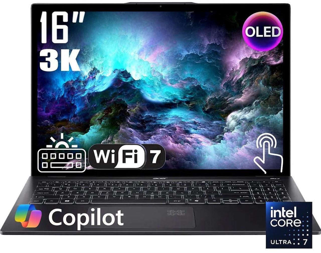 Main image of Acer Swift AI Powered Business Laptop, 16" 2.8K OLED Touchscreen 100% DCI-P3 Display, Intel Core Ultra 7 256V(Up to 4.8GHz), 16GB LPDDR5X 1TB SSD, Backlit Keyboard, Wi-Fi 7, Win11 Home