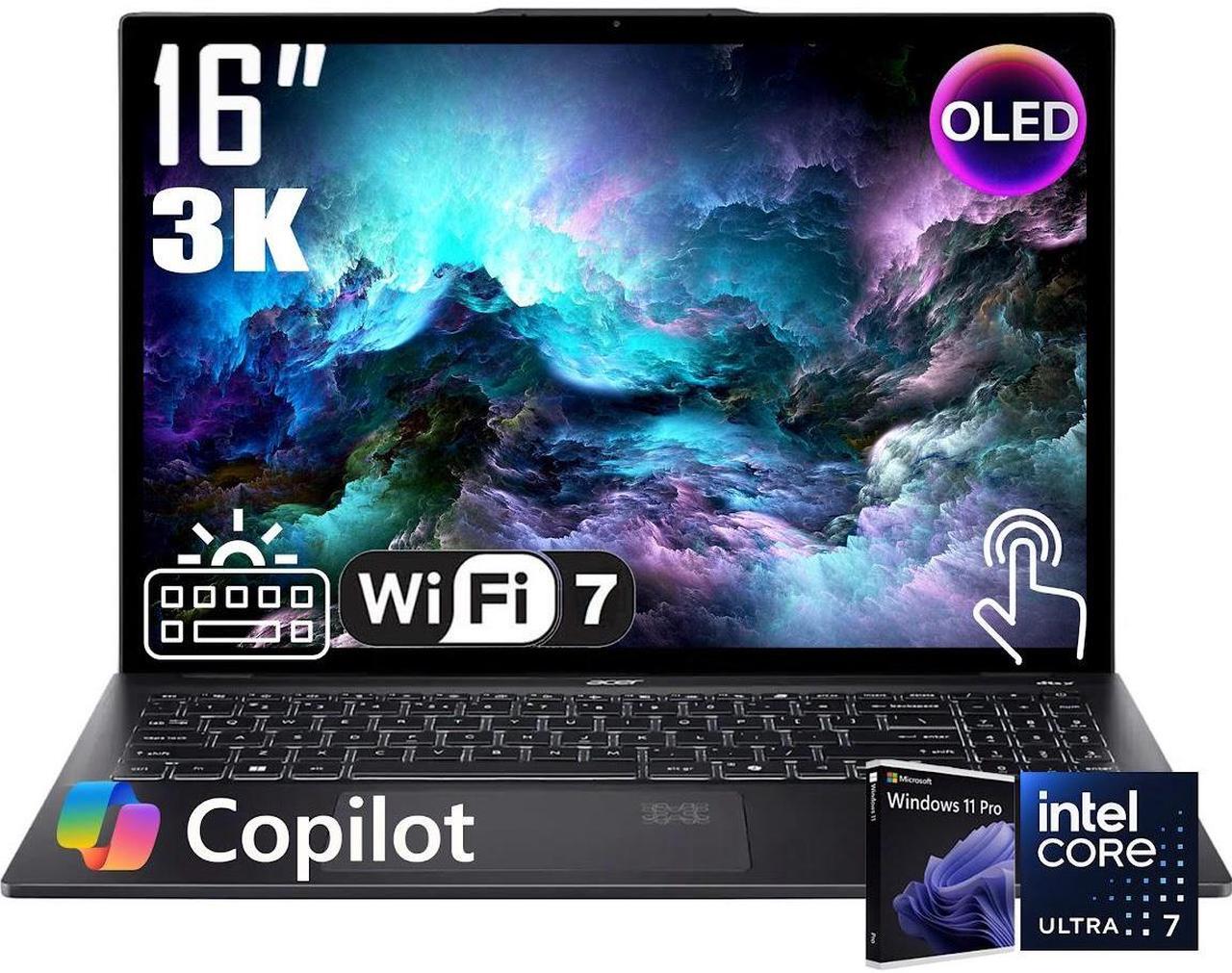 Main image of Acer Swift AI Powered Business Laptop, 16" 2.8K OLED Touchscreen 100% DCI-P3 Display, Intel Core Ultra 7 256V(Up to 4.8GHz), 16GB LPDDR5X 2TB SSD, Backlit Keyboard, Wi-Fi 7, Win11 Pro