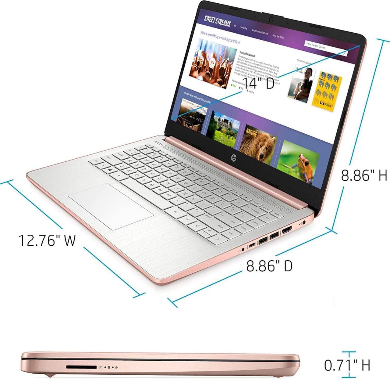 Alt view image 5 of 6 - HP Stream 14" HD Thin and Light Laptop, Intel Celeron N4120, 8GB RAM, 64GB eMMC Storage, Long Battery Life, HD Webcam, HDMI, Rose Gold, Office 365 1-Year, Windows 11 Home in S Mode 8GB