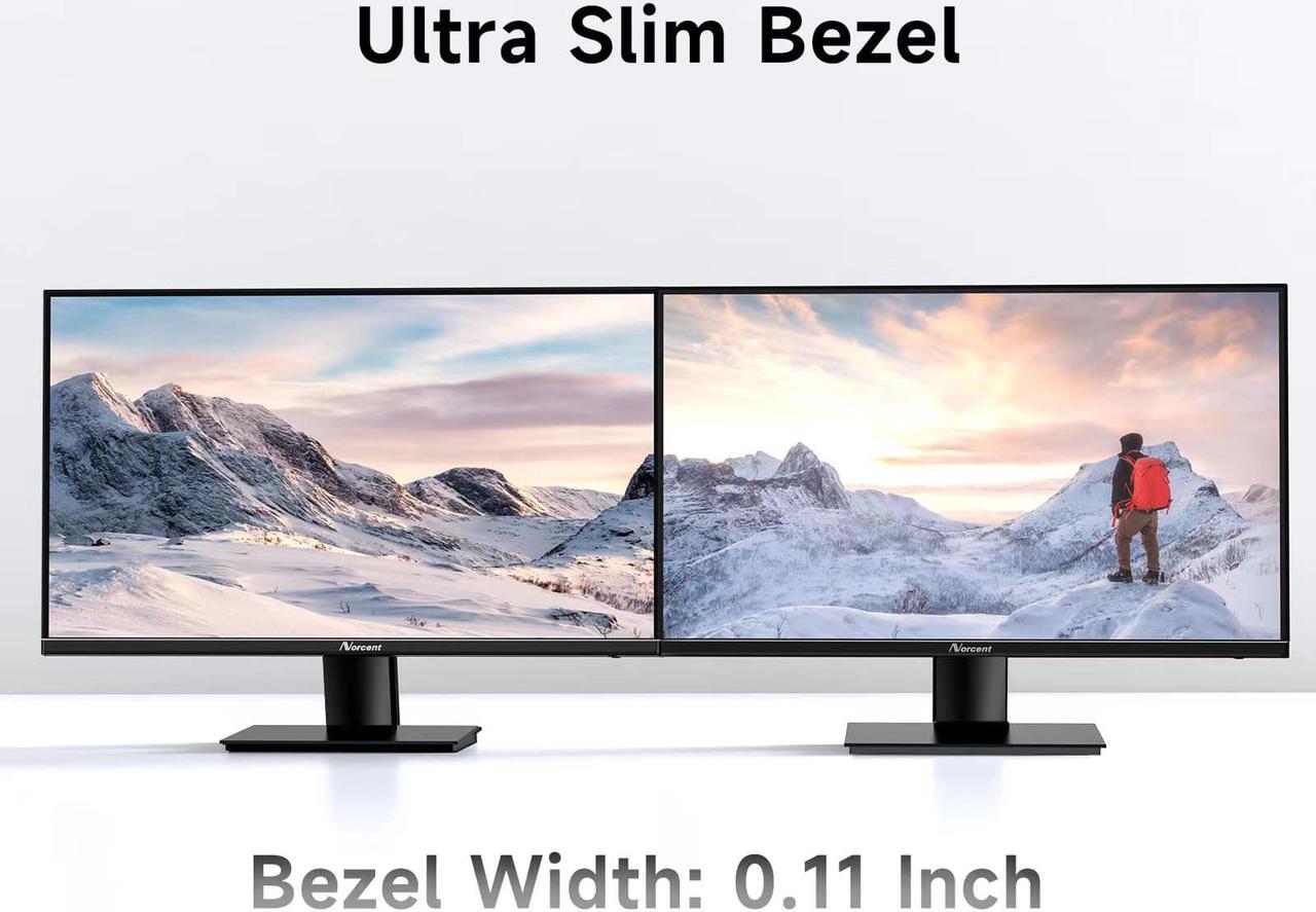 Alt view image 2 of 7 - Norcent 27 Inch Monitor for Home and Business LED Display Full HD 1080P FHD 75Hz 178 Degree Viewing Angle Eye Care Flicker-Free HDMI VGA Thin Frame VESA Mountable, MN27-H