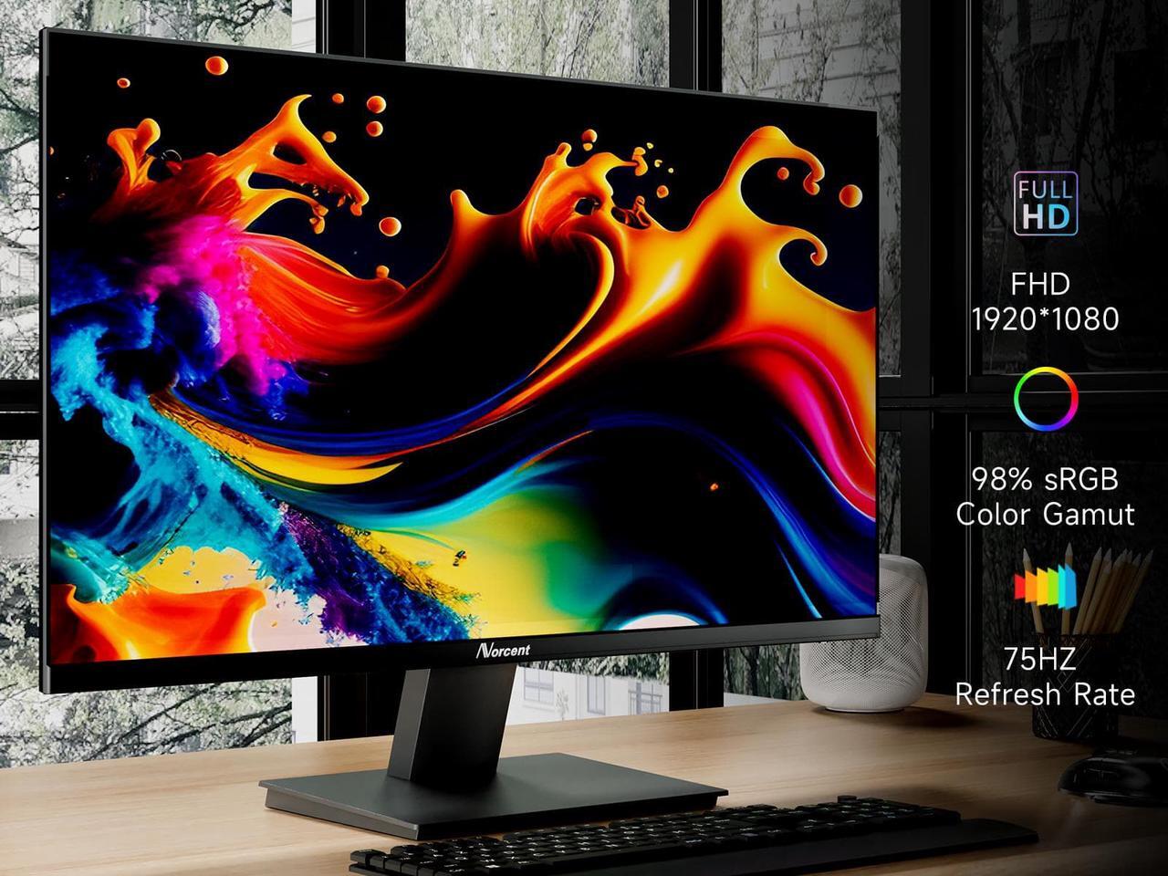 Alt view image 3 of 7 - Norcent 27 Inch Monitor for Home and Business LED Display Full HD 1080P FHD 75Hz 178 Degree Viewing Angle Eye Care Flicker-Free HDMI VGA Thin Frame VESA Mountable, MN27-H
