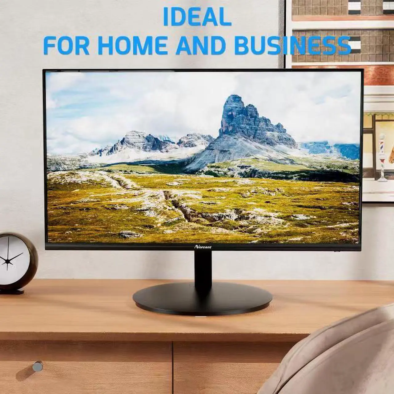 Alt view image 5 of 7 - Norcent 22 Inch Monitor with HDMI VGA Port, 1080P 75Hz Full HD VA LED Ultra Thin Bezel Display, Flicker-Free, Blue Light Filter, Built-in Speakers, Tilt Adjustment