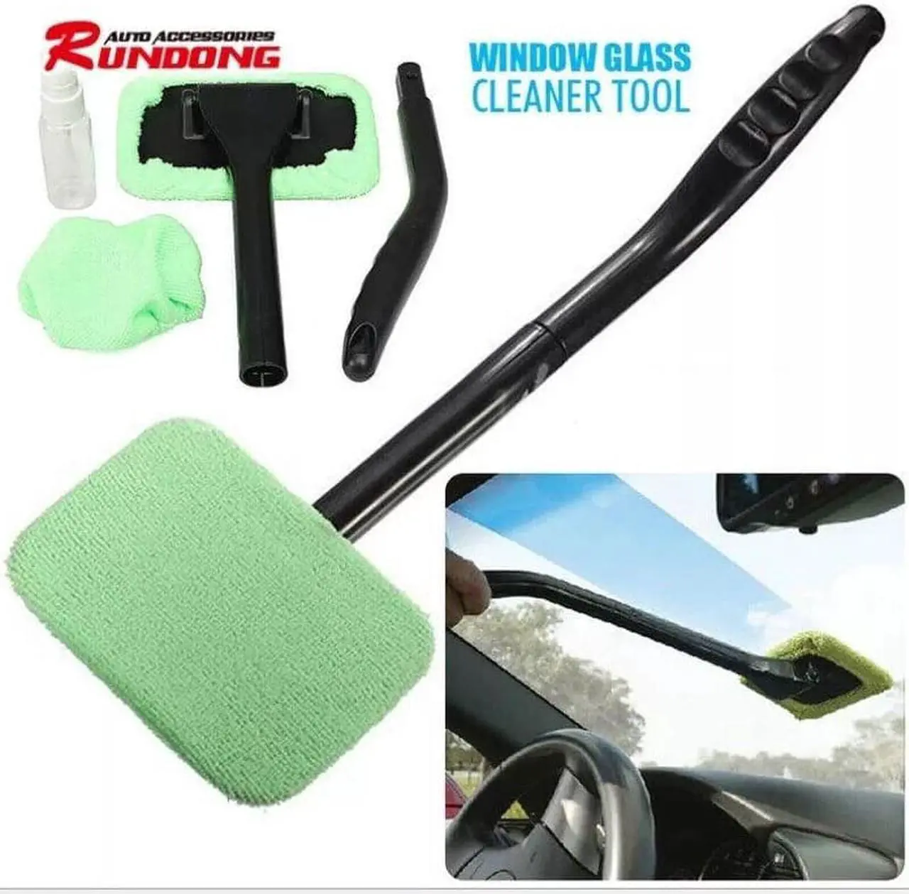 Alt view image 7 of 10 - Microfiber Windshield Clean Car Auto Wiper Cleaner Glass Window Tool Brush Kit