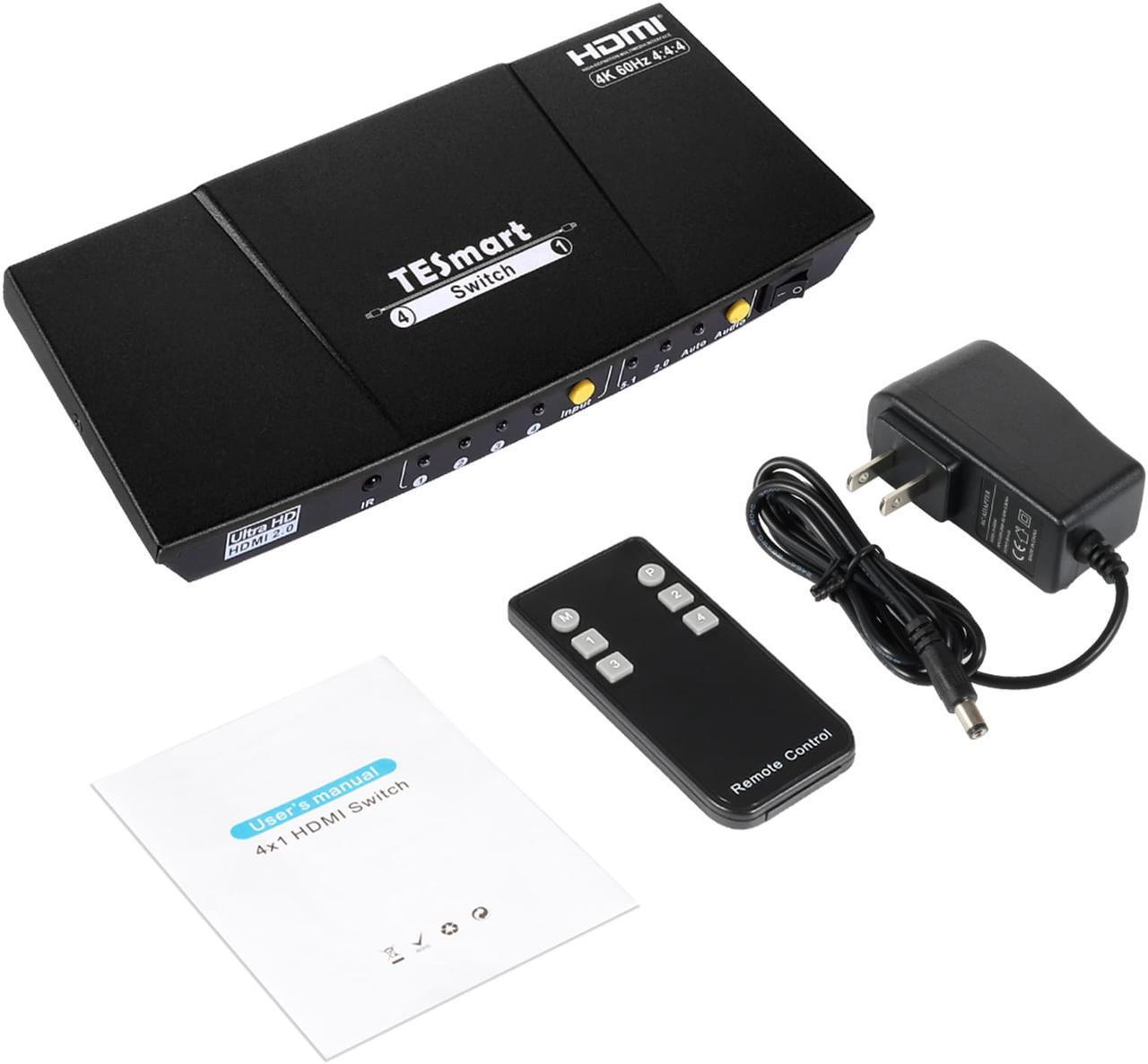 Alt view image 14 of 14 - TESmart 4x1 HDMI Switch Ultra HD supports 4K@60Hz 4: 4: 4, 4-port HDMI switch 3DTV pass-through, Support S/PDIF and L/R audio out and IR remote control, For Xbox 360/One, PS4/PS3