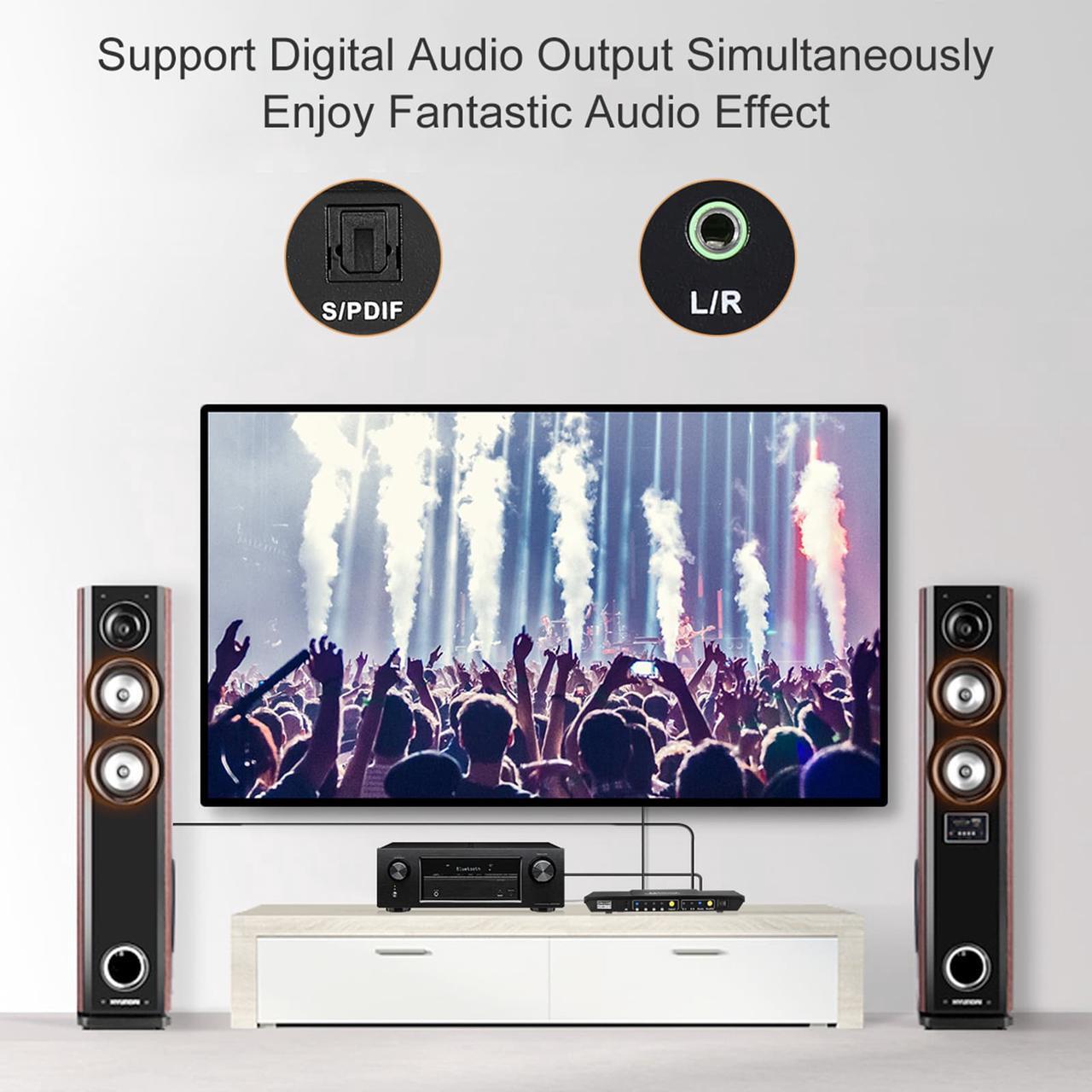 Alt view image 13 of 14 - TESmart 4x1 HDMI Switch Ultra HD supports 4K@60Hz 4: 4: 4, 4-port HDMI switch 3DTV pass-through, Support S/PDIF and L/R audio out and IR remote control, For Xbox 360/One, PS4/PS3