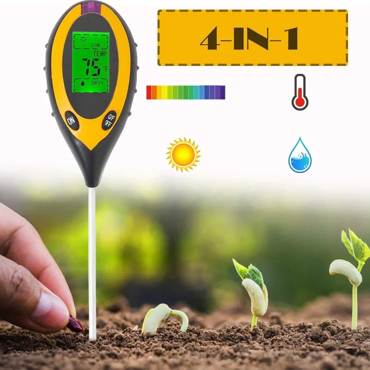 Main image of 4 in 1 LCD Digital PH Tester Soil Water Moisture Light Temperature Test Meter